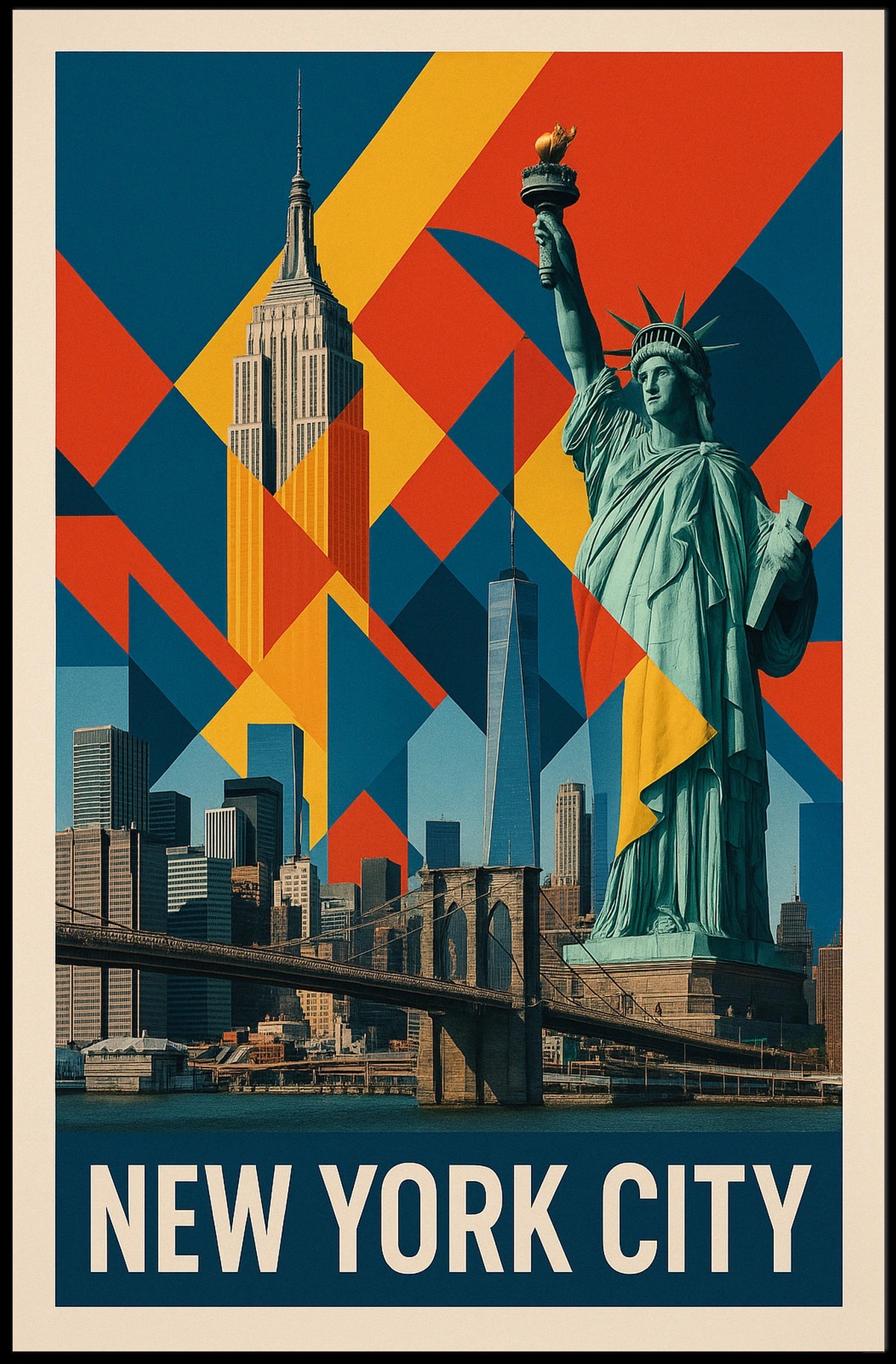 New York City Iconic Landmarks Poster Modern Wall Art