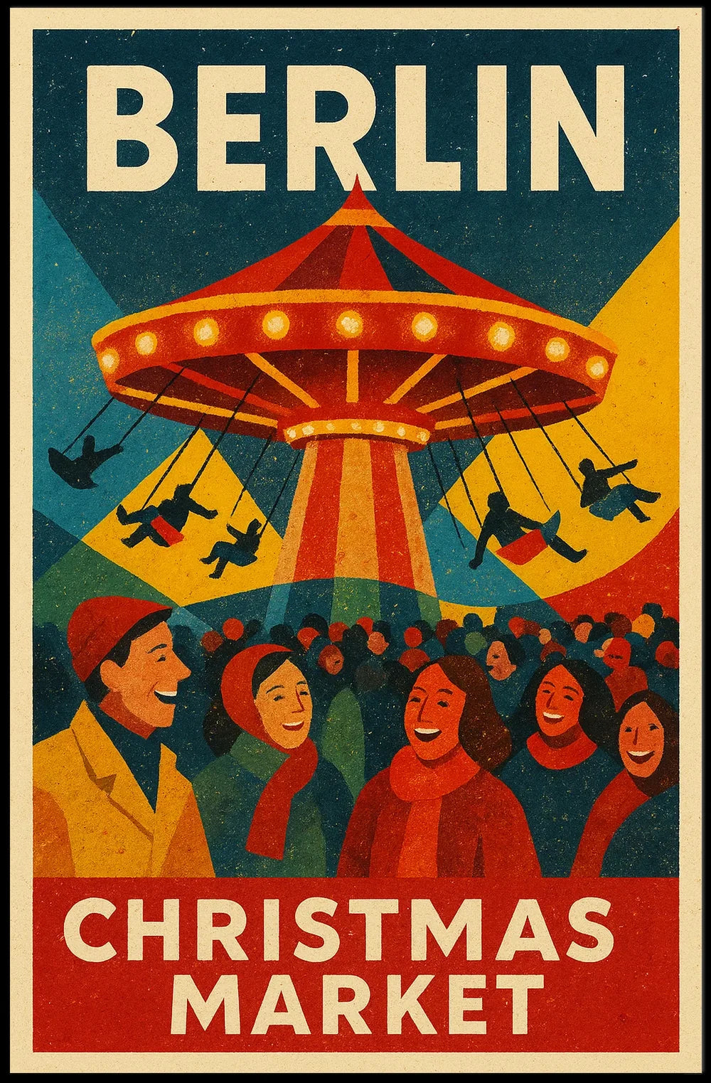 Christmas Carousel at Berlin Market Seasonal Travel Poster