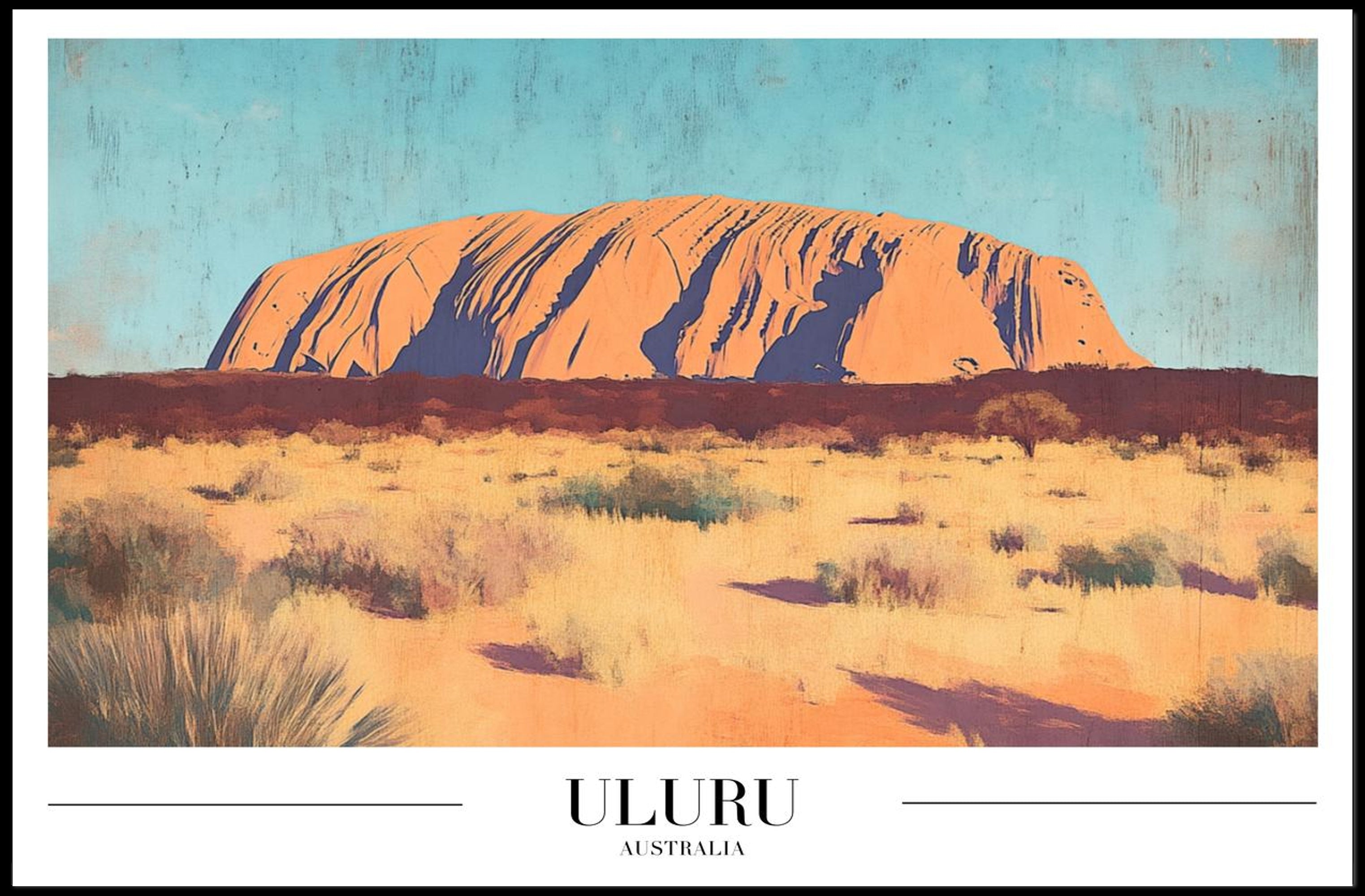 Uluru Desert Vintage Travel Poster