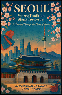 Seoul Travel Poster Modern Cityscape Wall Art