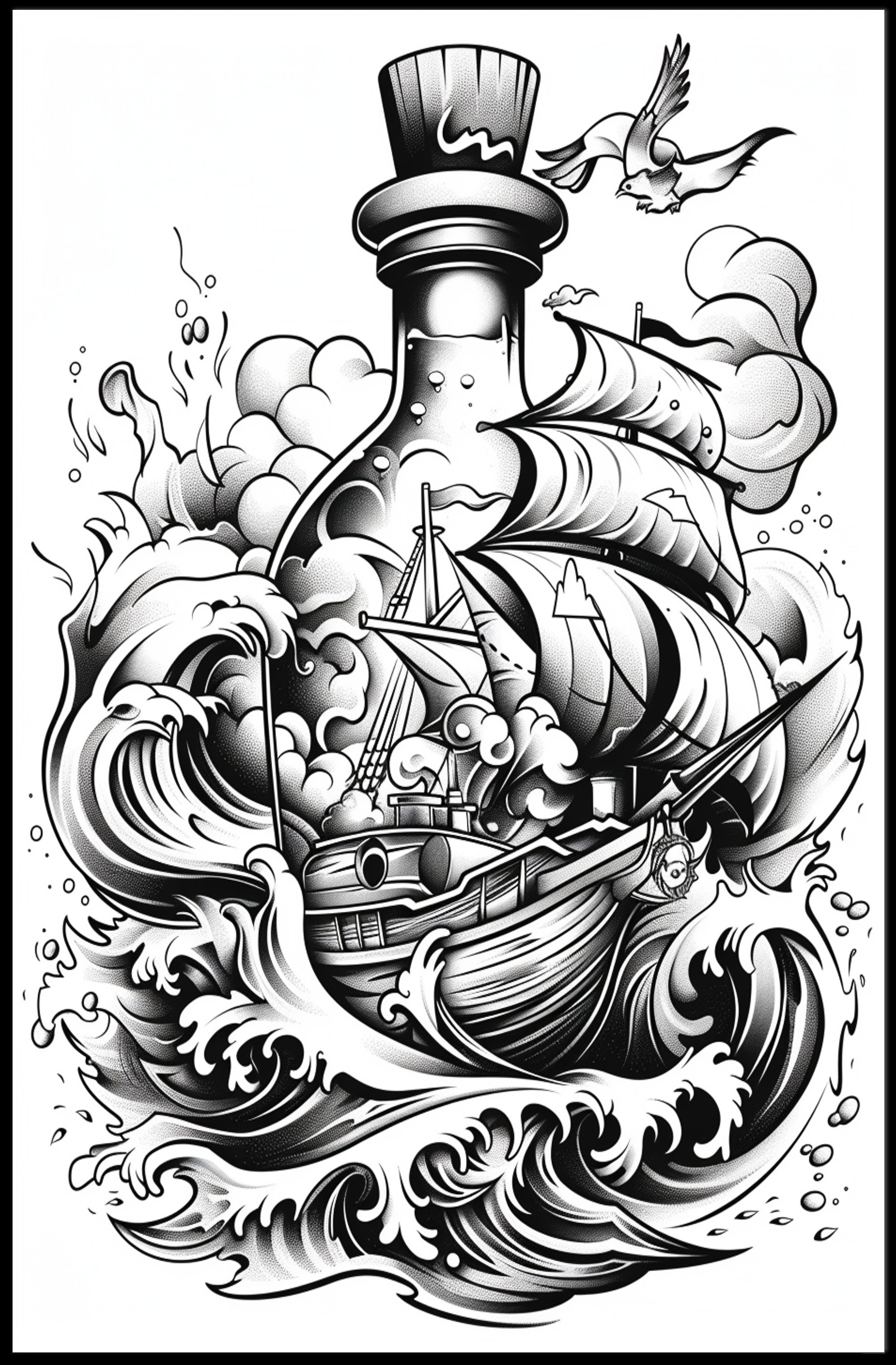 Ship In A Bottle Adventure Poster Home Decor Art Print PosterGoat