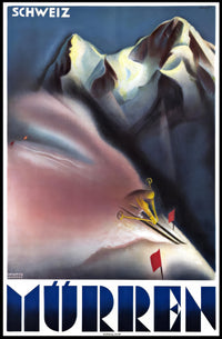 Ski Adventure in Mürren Vintage Travel Poster PosterGoat