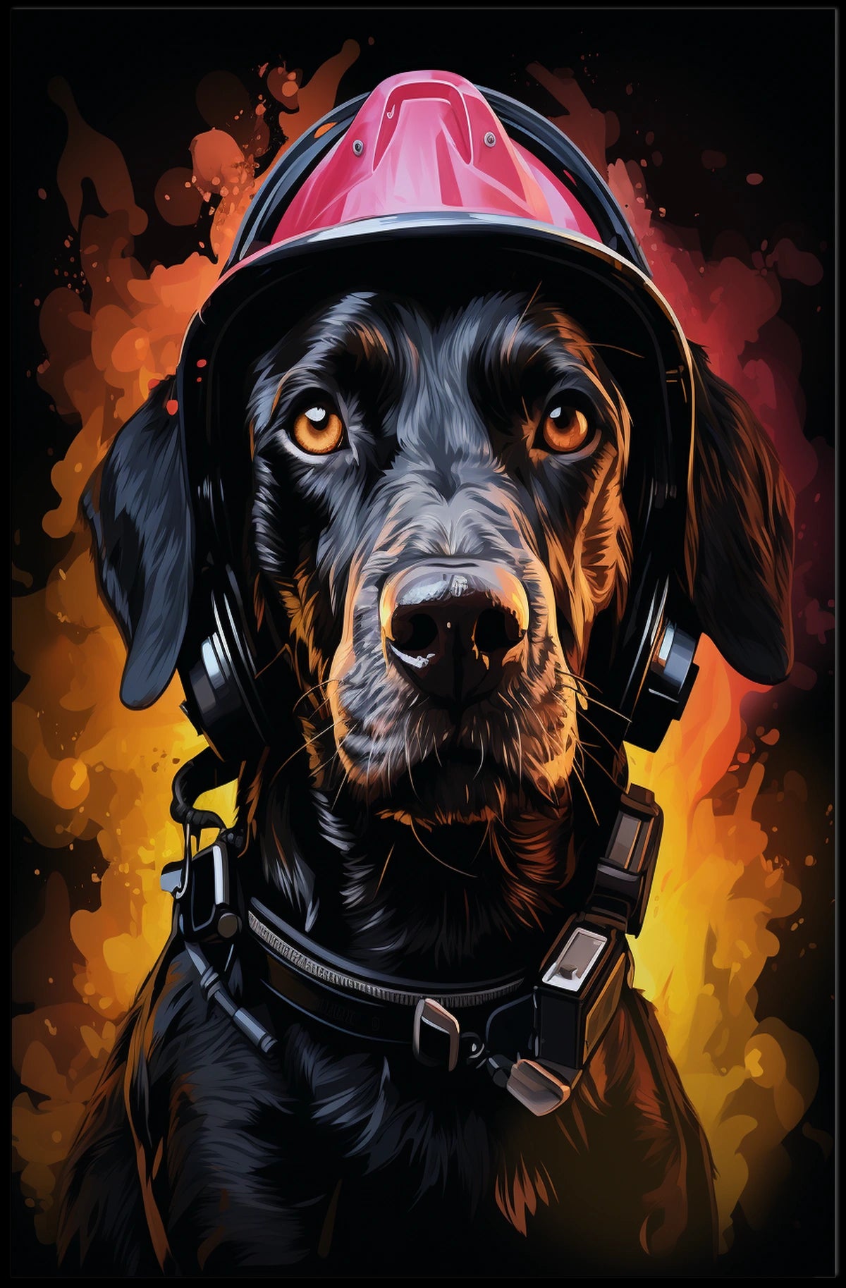 Firefighter Dog Poster