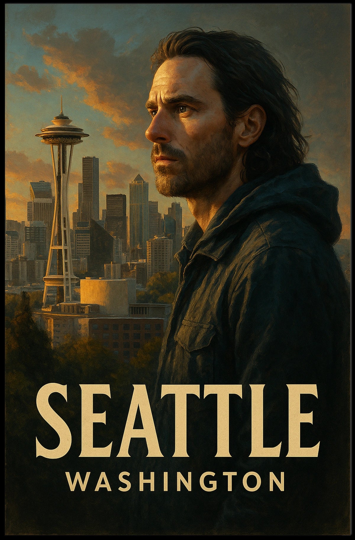 Seattle Skyline Portrait Poster