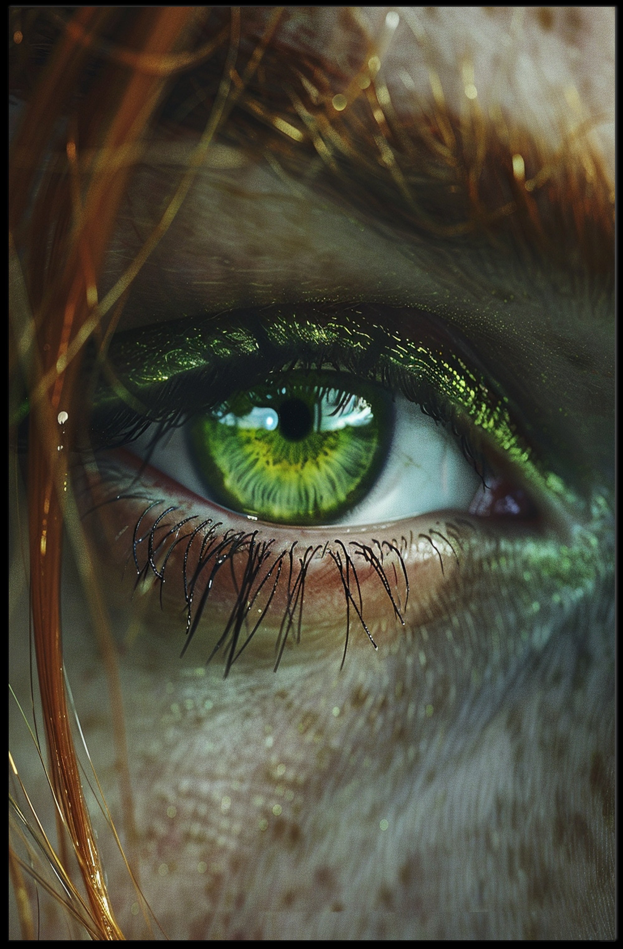 Vivid Green Eye Photorealistic Art Poster Print PosterGoat