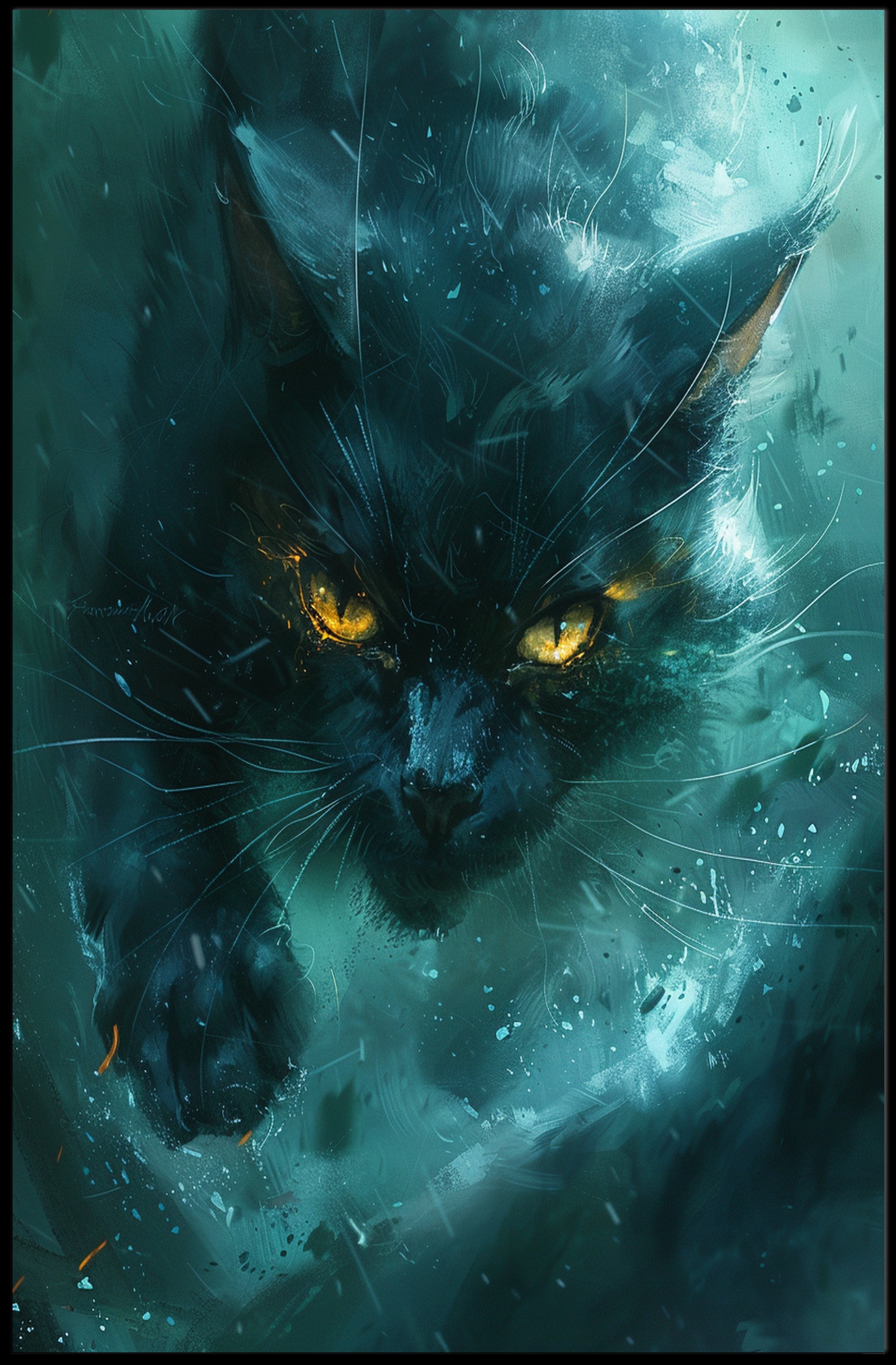 Mystical Black Cat Art Print Poster for Home Decor PosterGoat