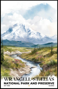 Wrangell-St. Elias Watercolor Wall Art Poster
