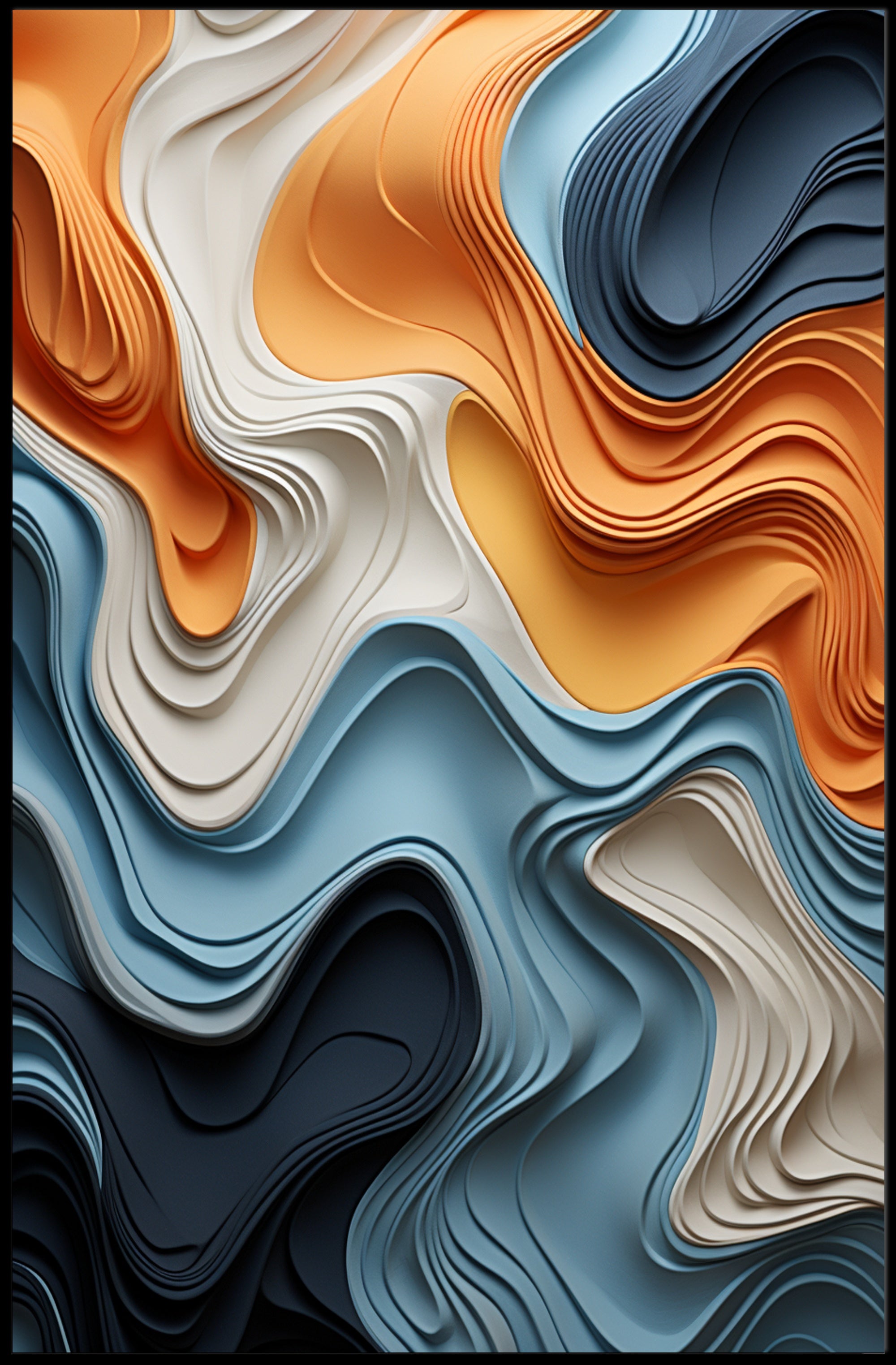 Abstract Waves Of Color Abstract Poster PosterGoat