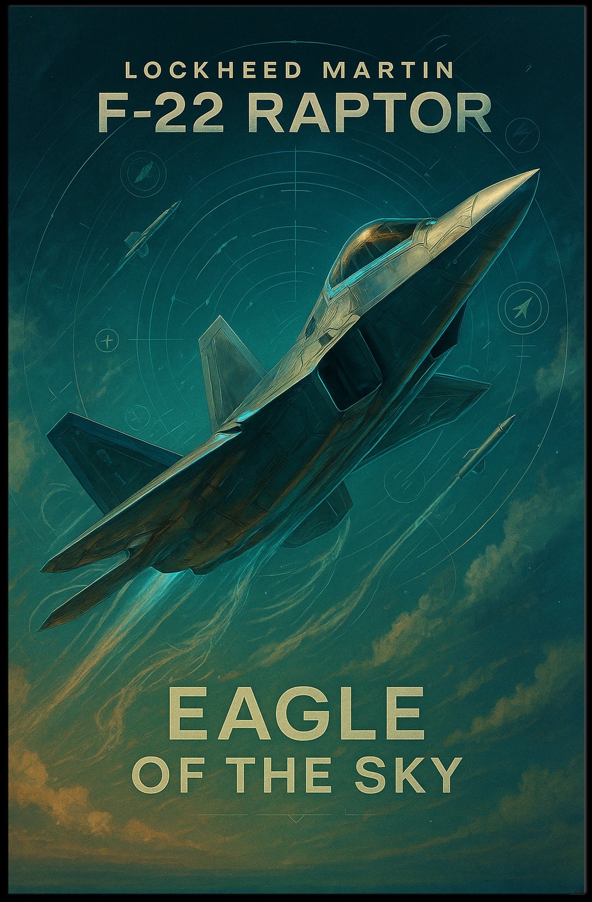 Eagle of the Sky F22 Raptor Poster for Aviation Enthusiasts