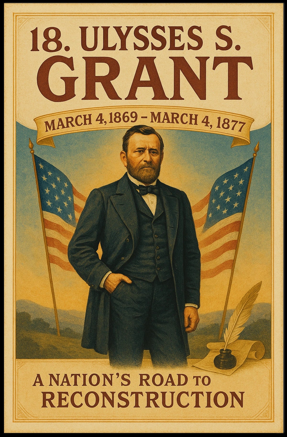 Ulysses S. Grant 18Th President Poster