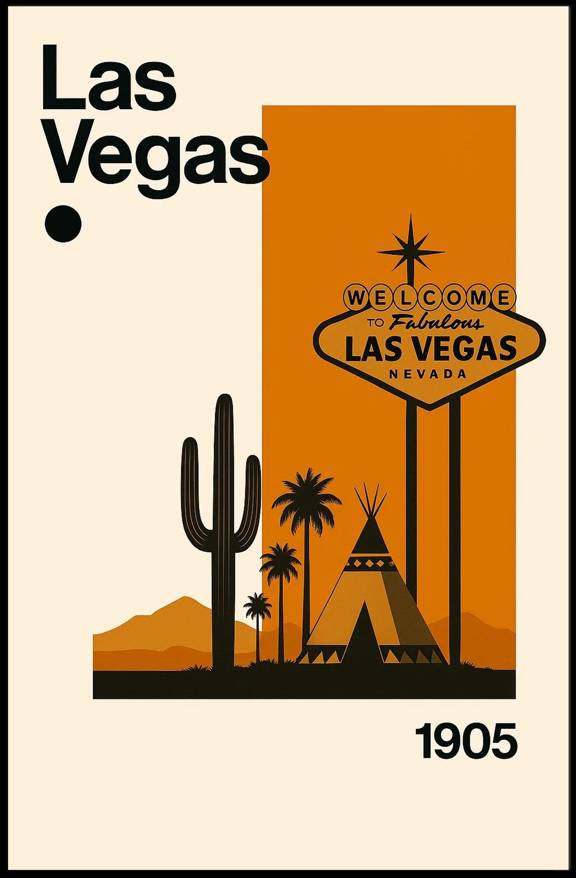 Las Vegas Desert Sign Retro Travel Poster