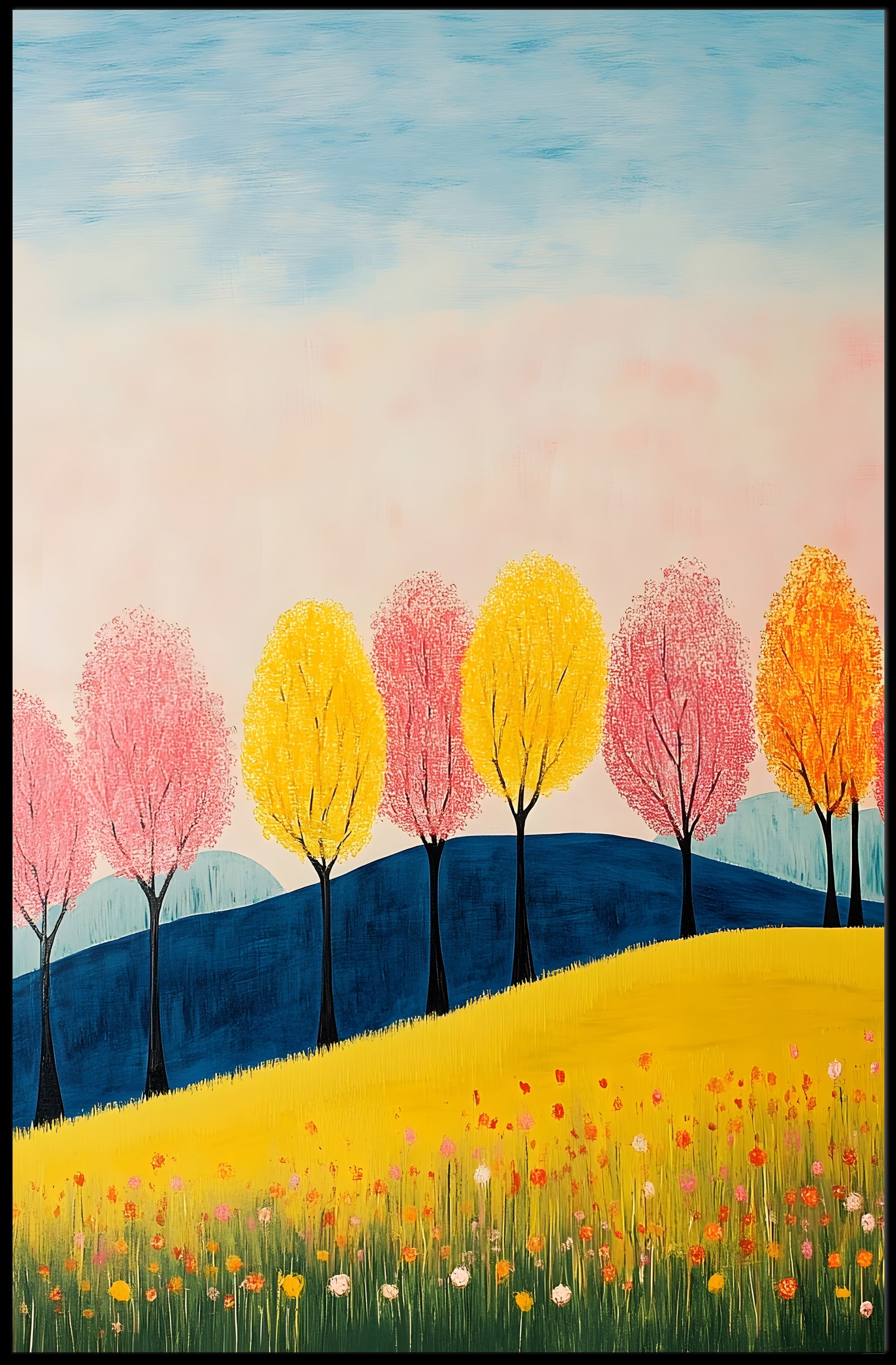 Seasons Landscape Vibrant Poster Wall Art Print