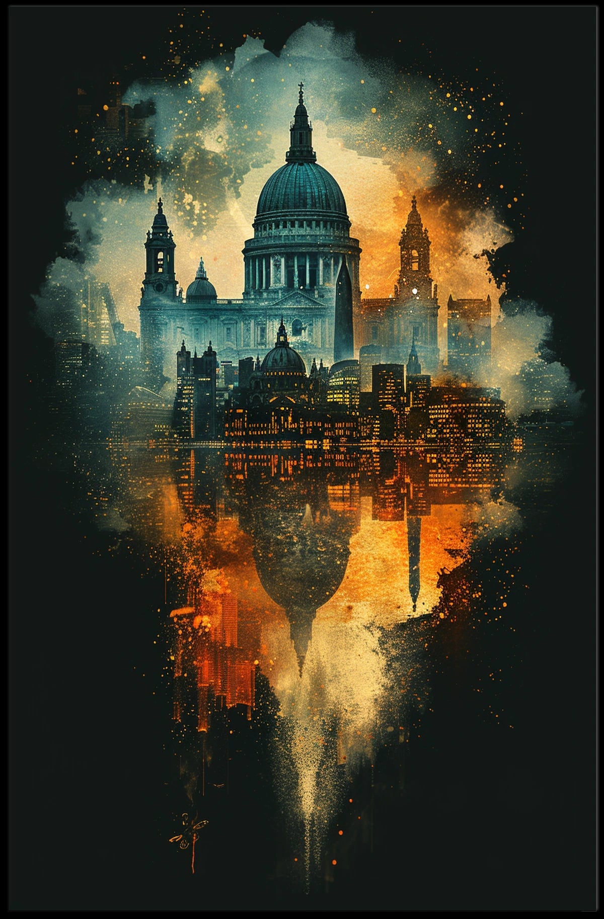 Cityscape Reflections Poster