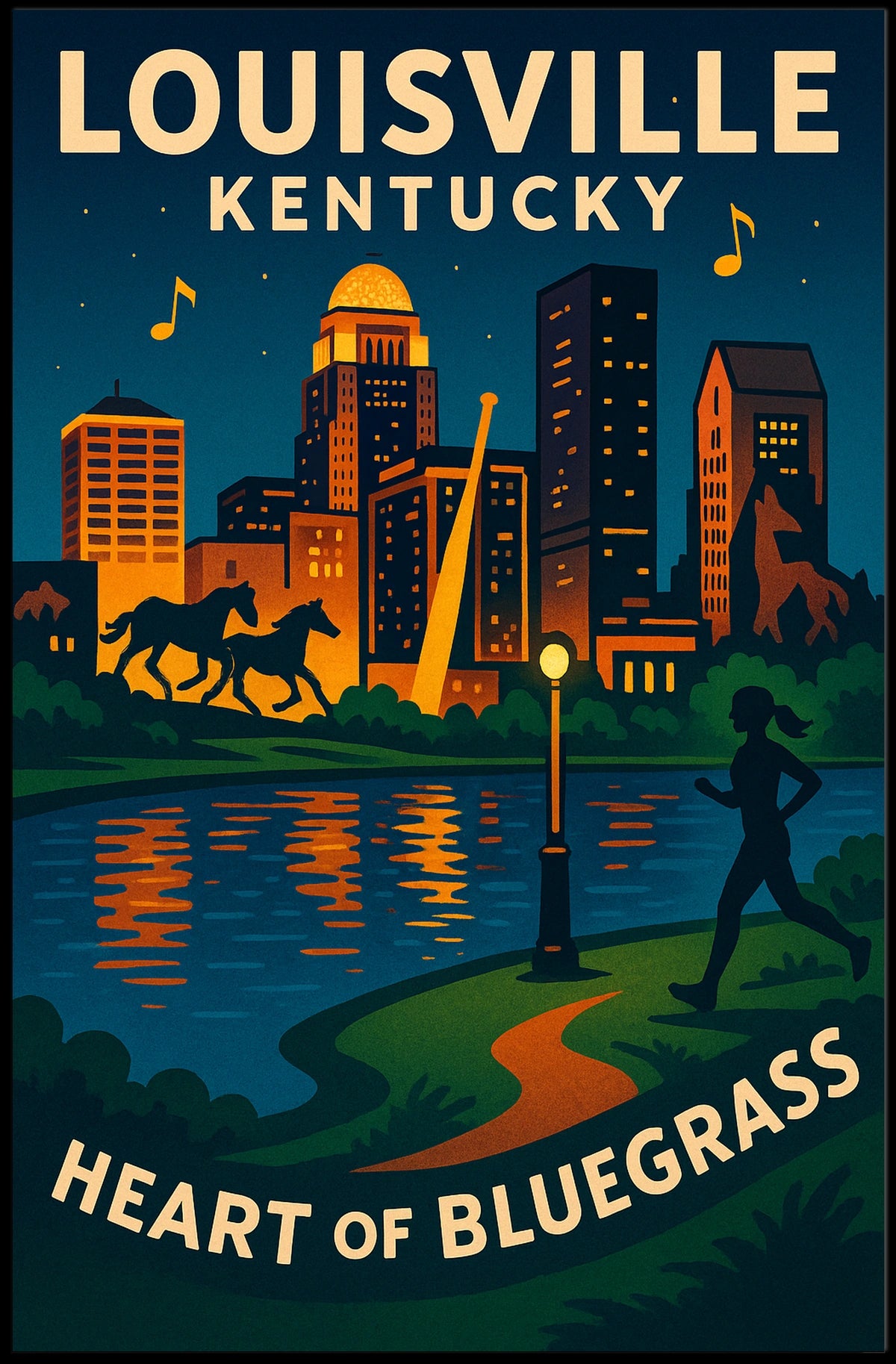 Louisville, Kentucky Heart of Bluegrass Poster