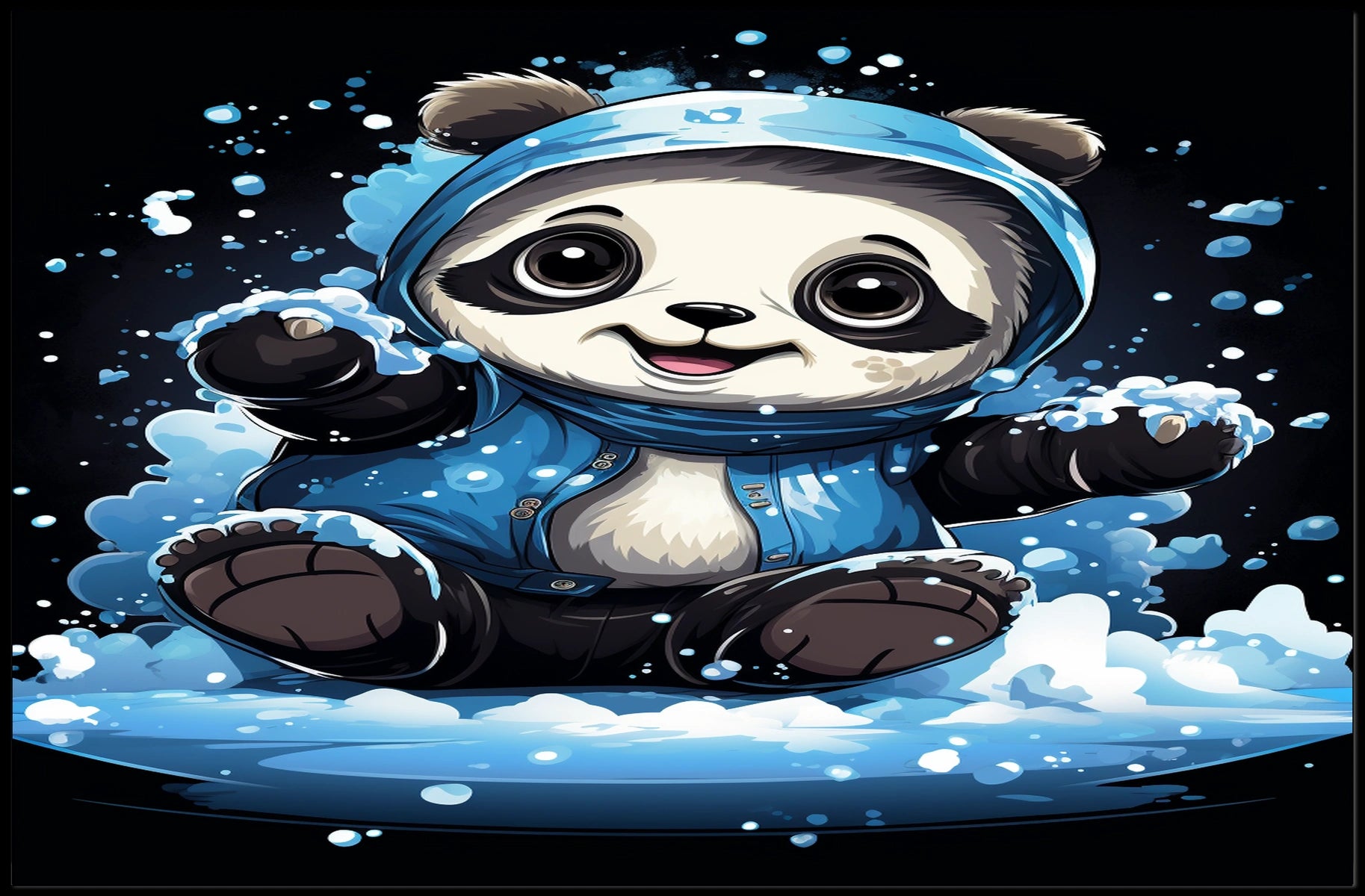 Playful Panda In The Snow Poster
