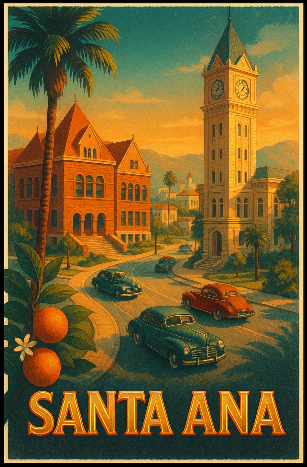 Santa Ana Vintage Travel Poster