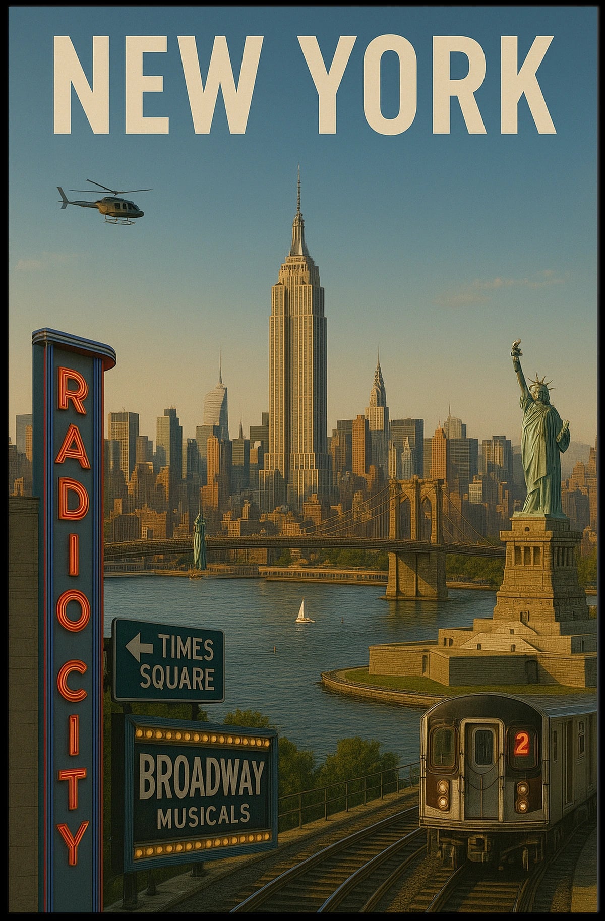 New York City Skyline Cityscape Poster Modern Wall Art