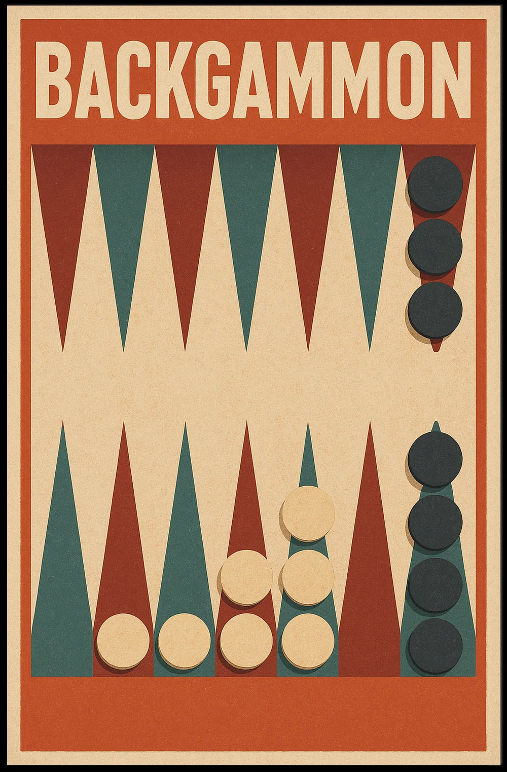 Backgammon Vintage Style Board Game Art Poster