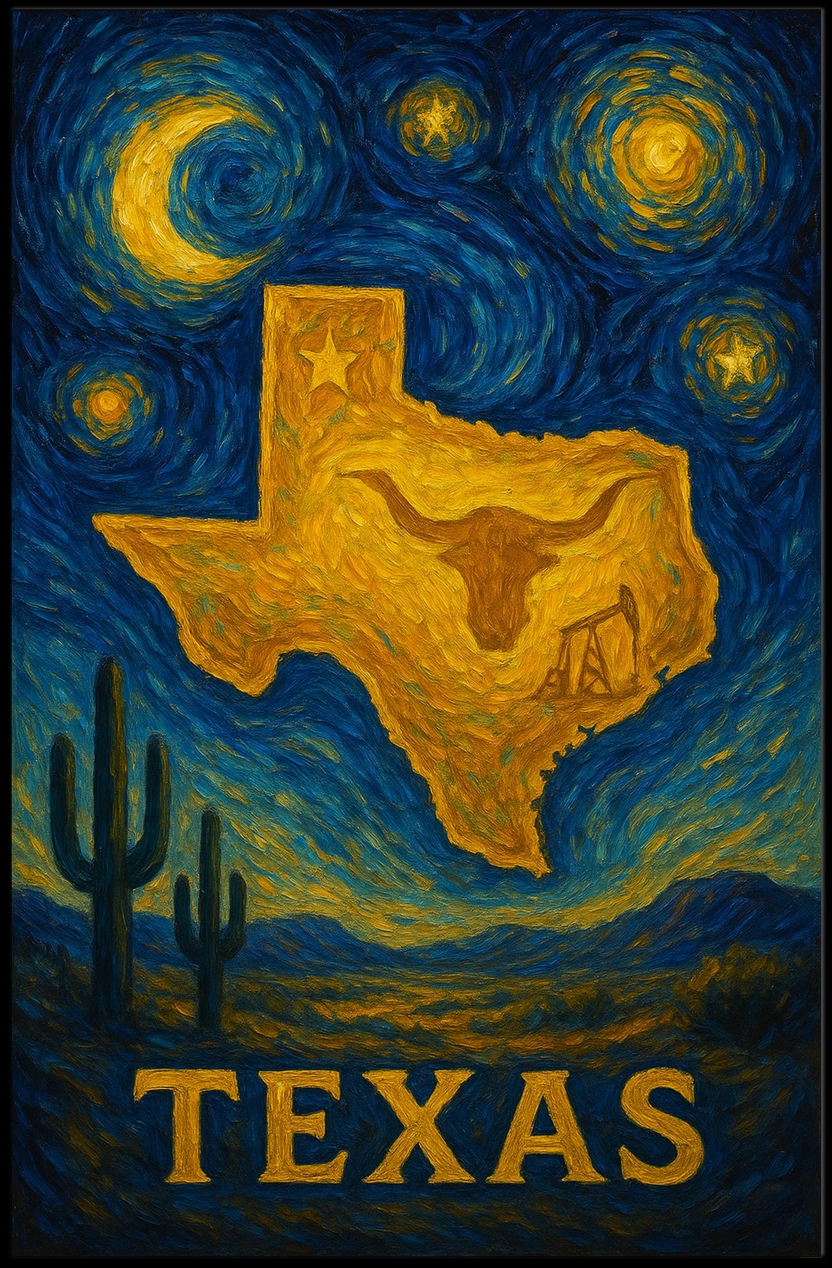 Texas Under a Starry Sky Poster