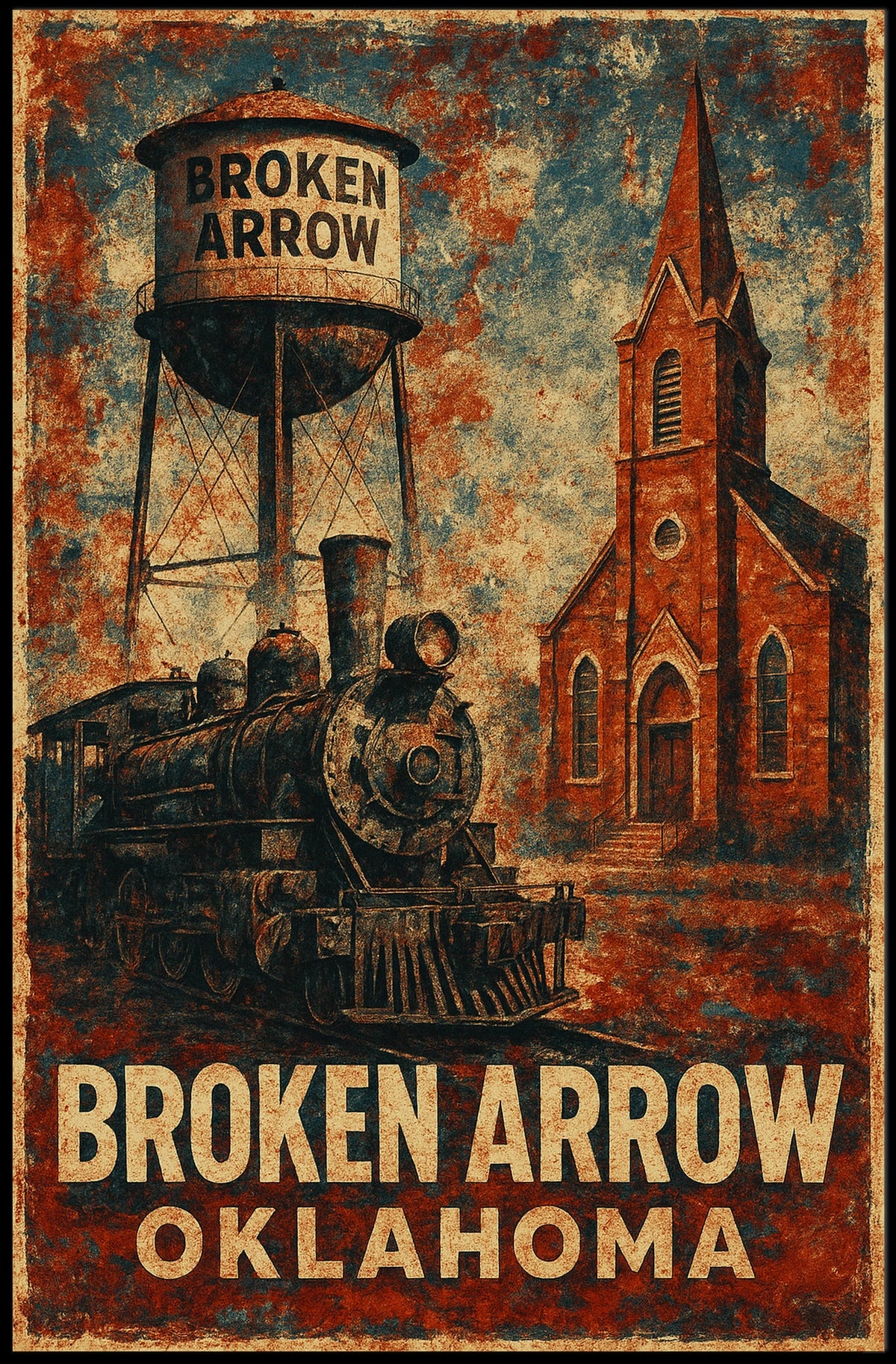 Broken Arrow Cityscape Wanderlust Minimalist Poster