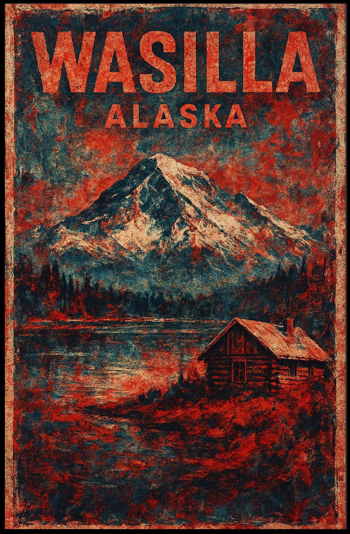 Alaskan Wilderness Rustic Vintage Art Poster