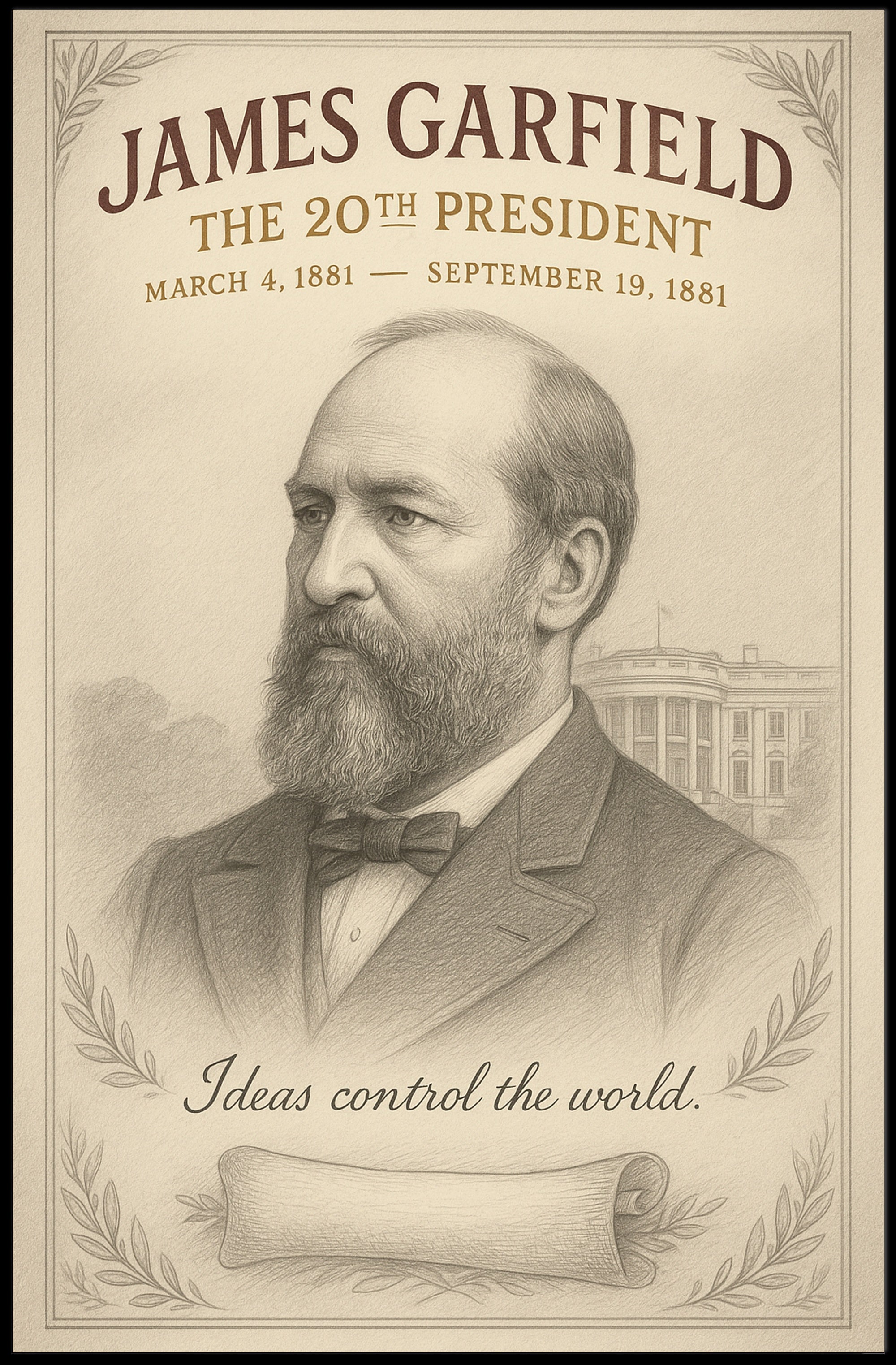 James Garfield 20th President Sketch Poster Art Print PosterGoat