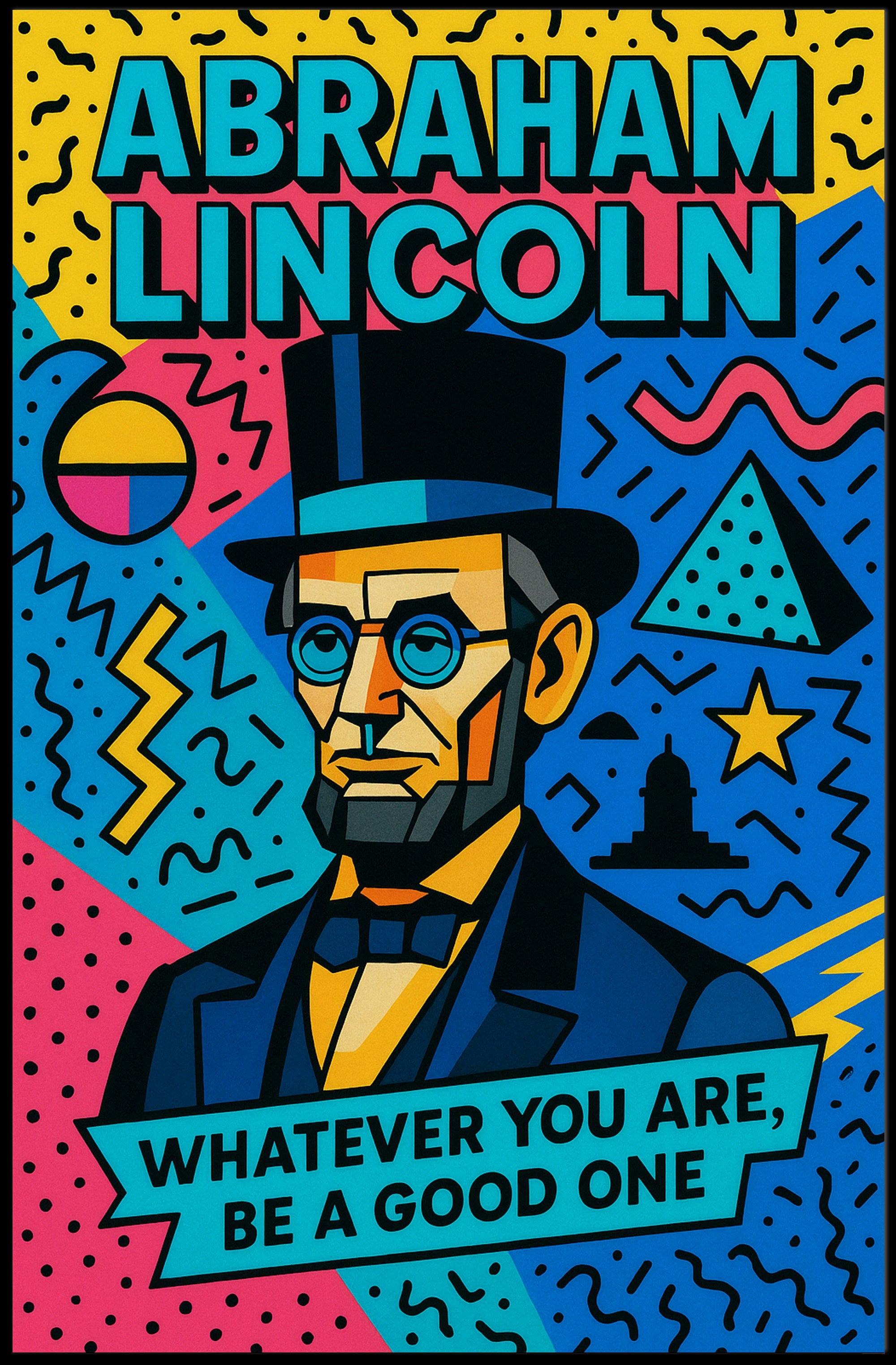 Colorful Pop Art Abraham Lincoln Motivational Quote Poster PosterGoat