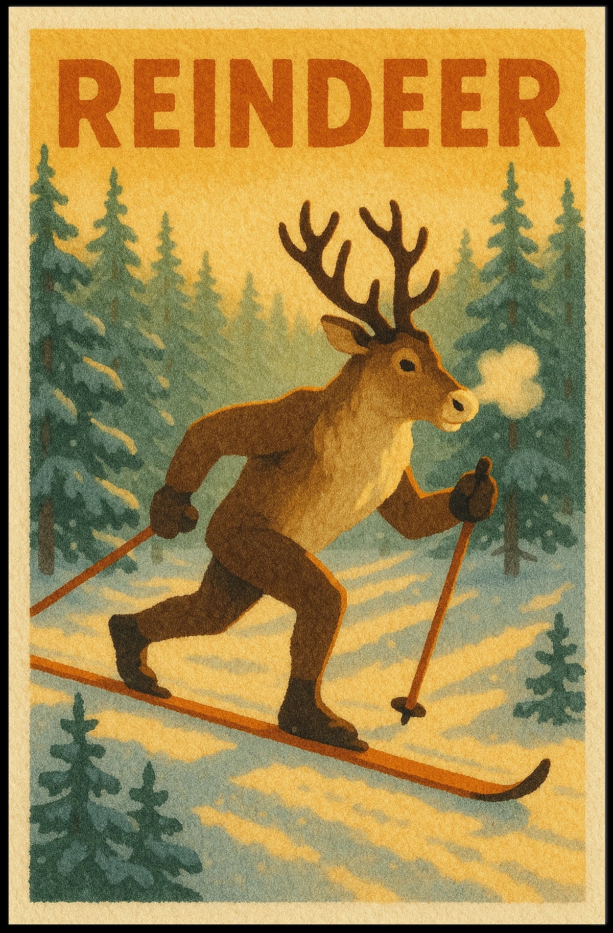 Reindeer Ski Adventure Poster