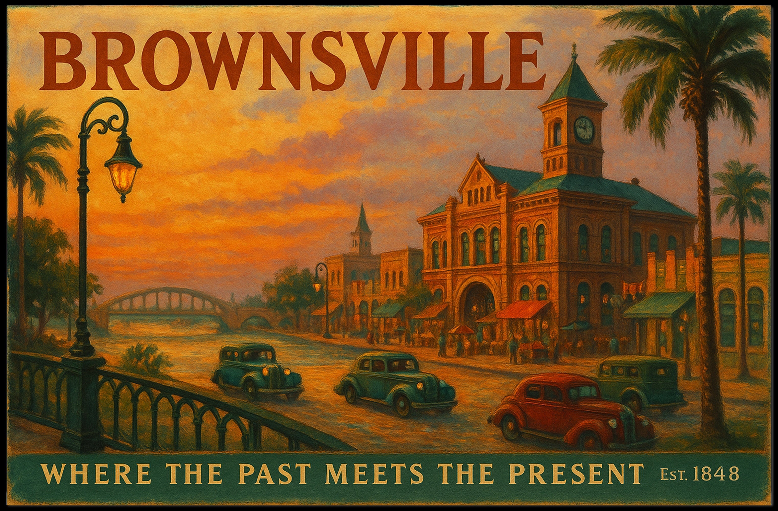 Brownsville Travel Poster Art Print