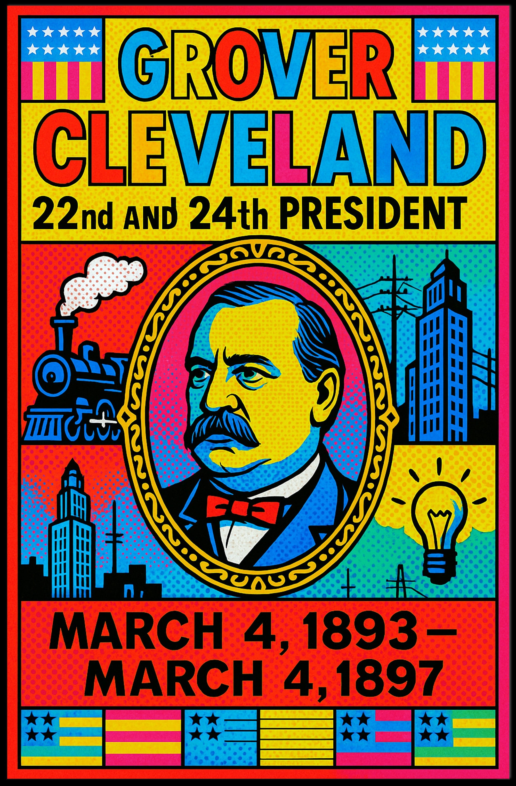 Grover Cleveland Pop Art Historical Presidential Poster