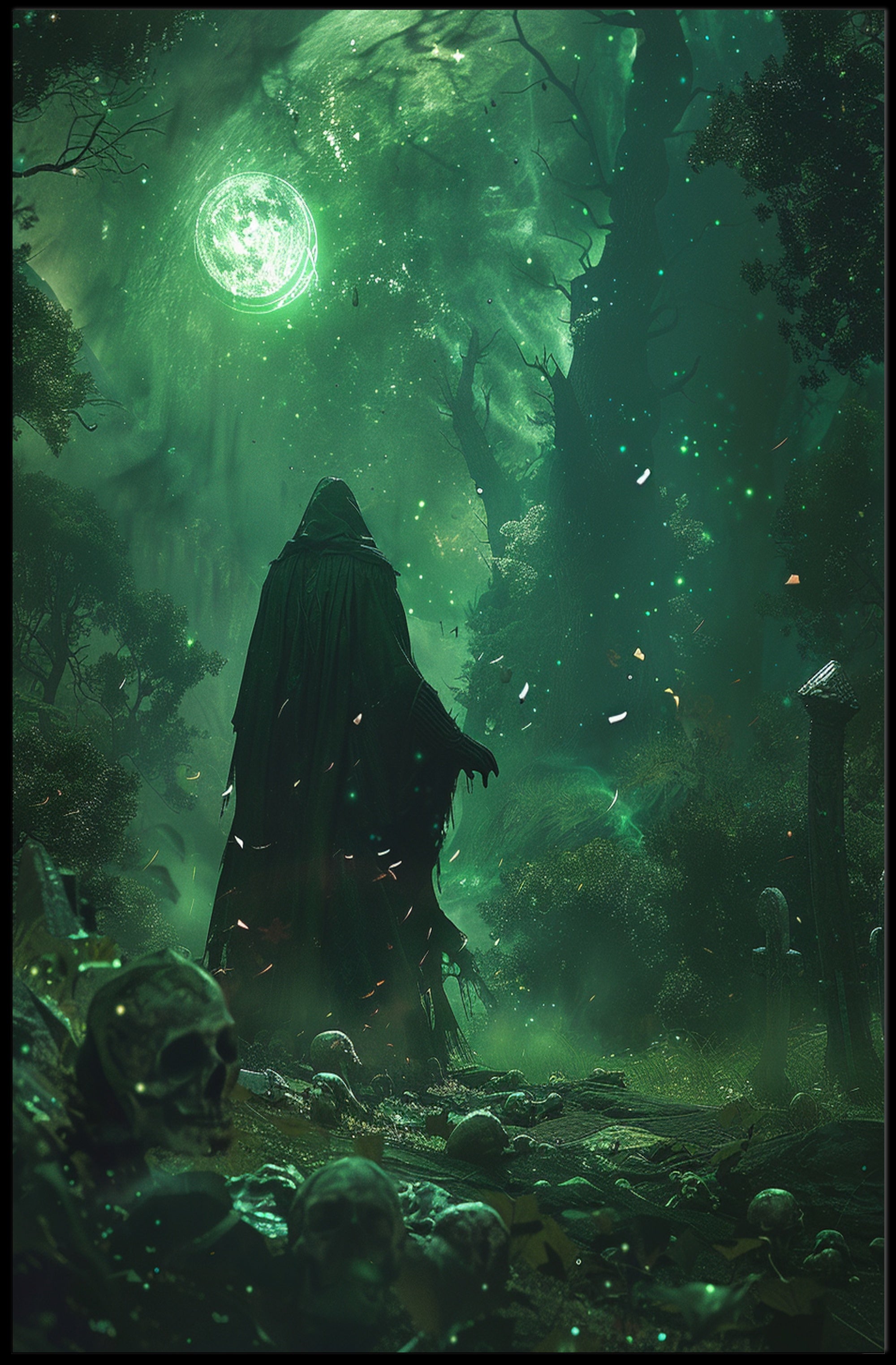 Mysterious Sorcerer in Enchanted Forest Fantasy or Mythology Poster PosterGoat