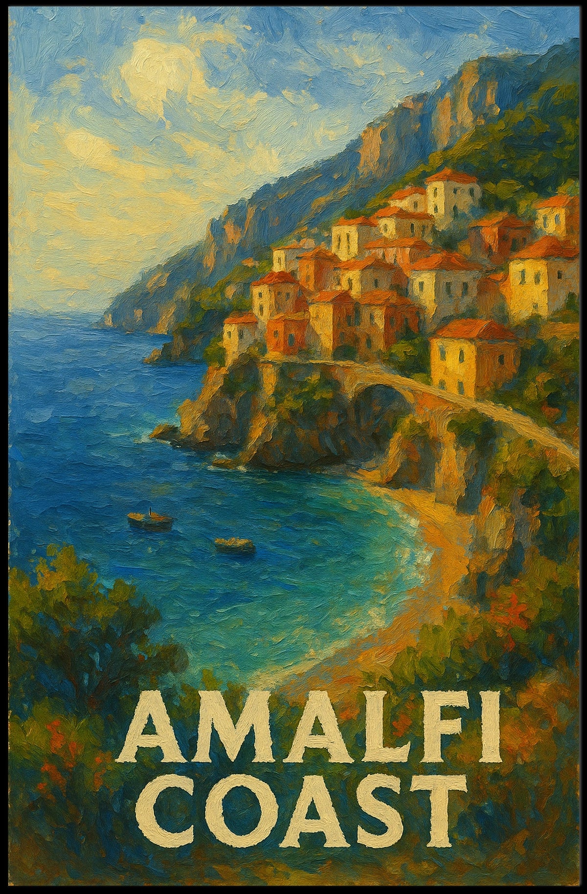 Amalfi Coast Poster Art Print For Home Decor And Gift