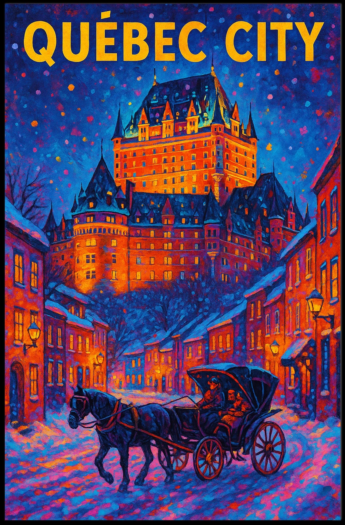 Québec City Winter Scene Poster