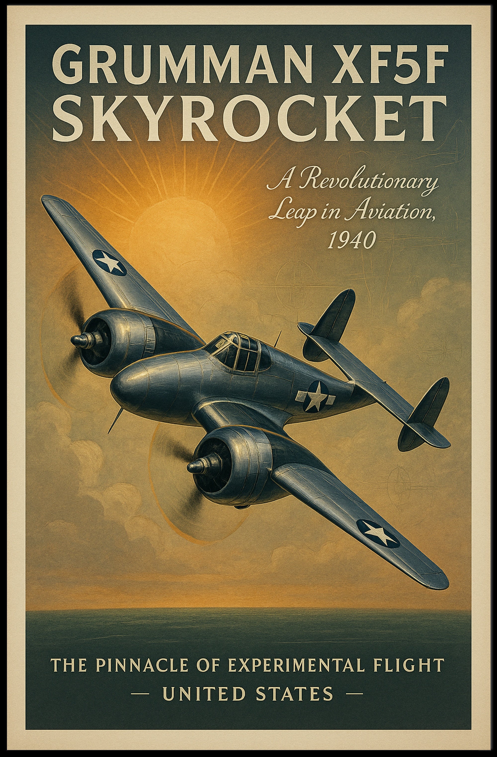 Grumman XF5F Skyrocket Vintage Aviation Poster