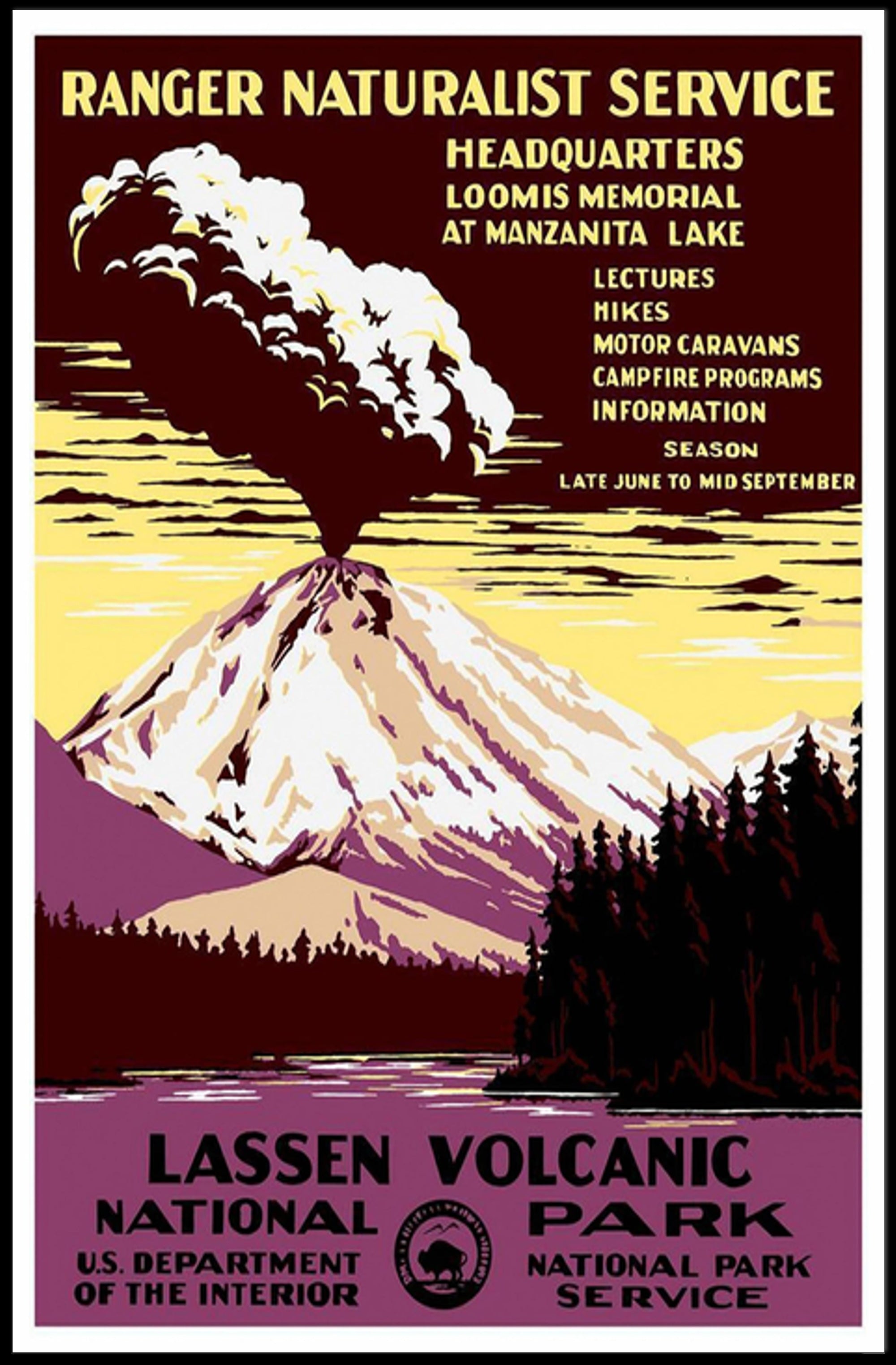 Lassen Volcanic National Park Scenic Travel Poster Print