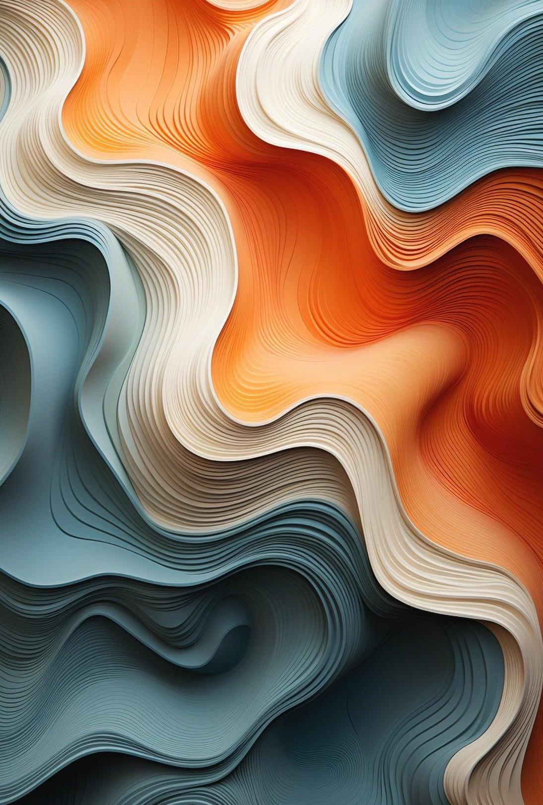 Abstract Flowing Curves Design Artistic Poster