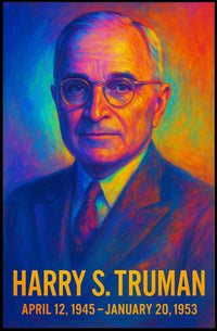 Harry S. Truman 33rd President of the United States Neon Gradient Overlay Poster