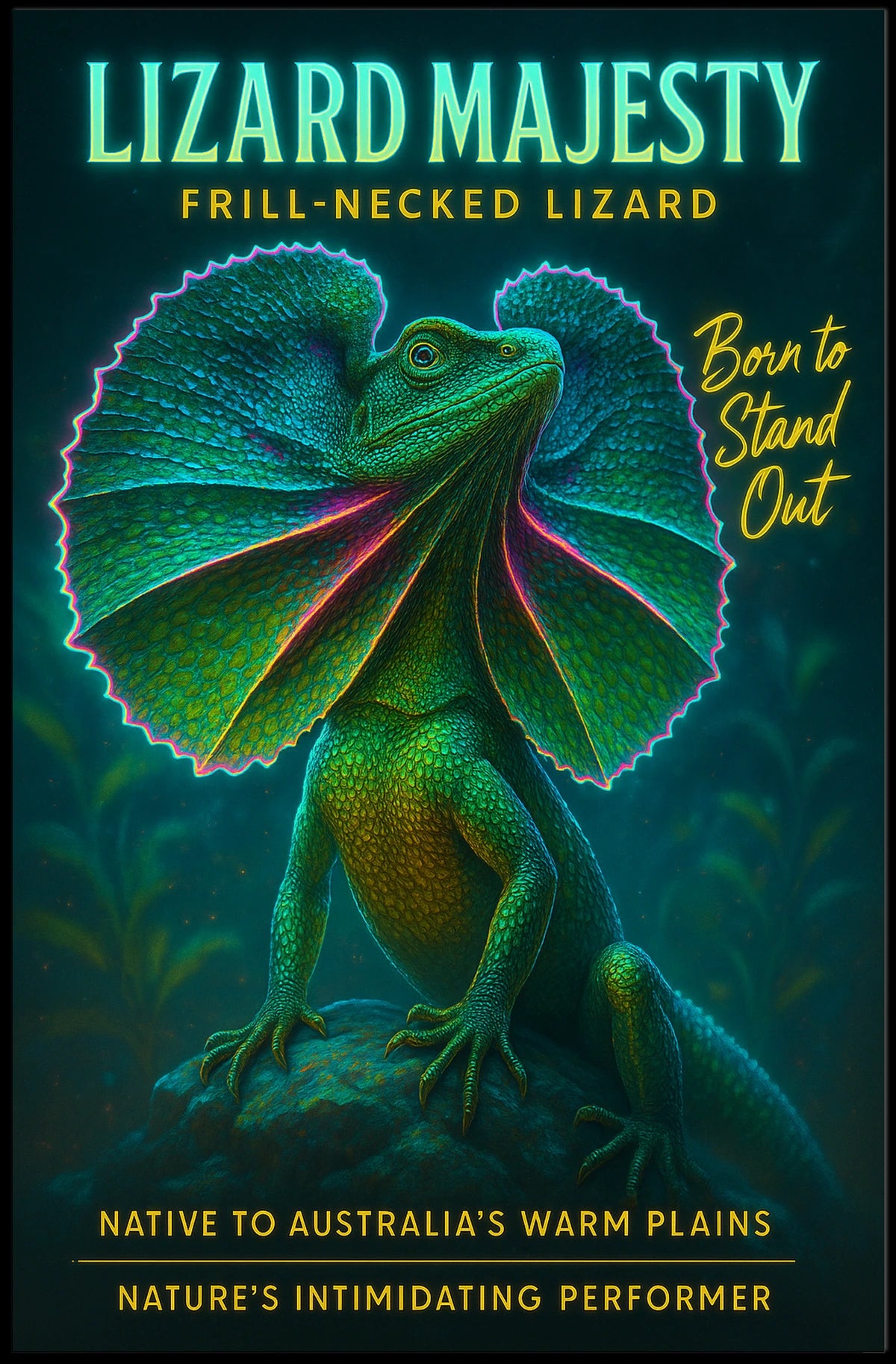 Lizard Majesty Frill-Necked Lizard Poster