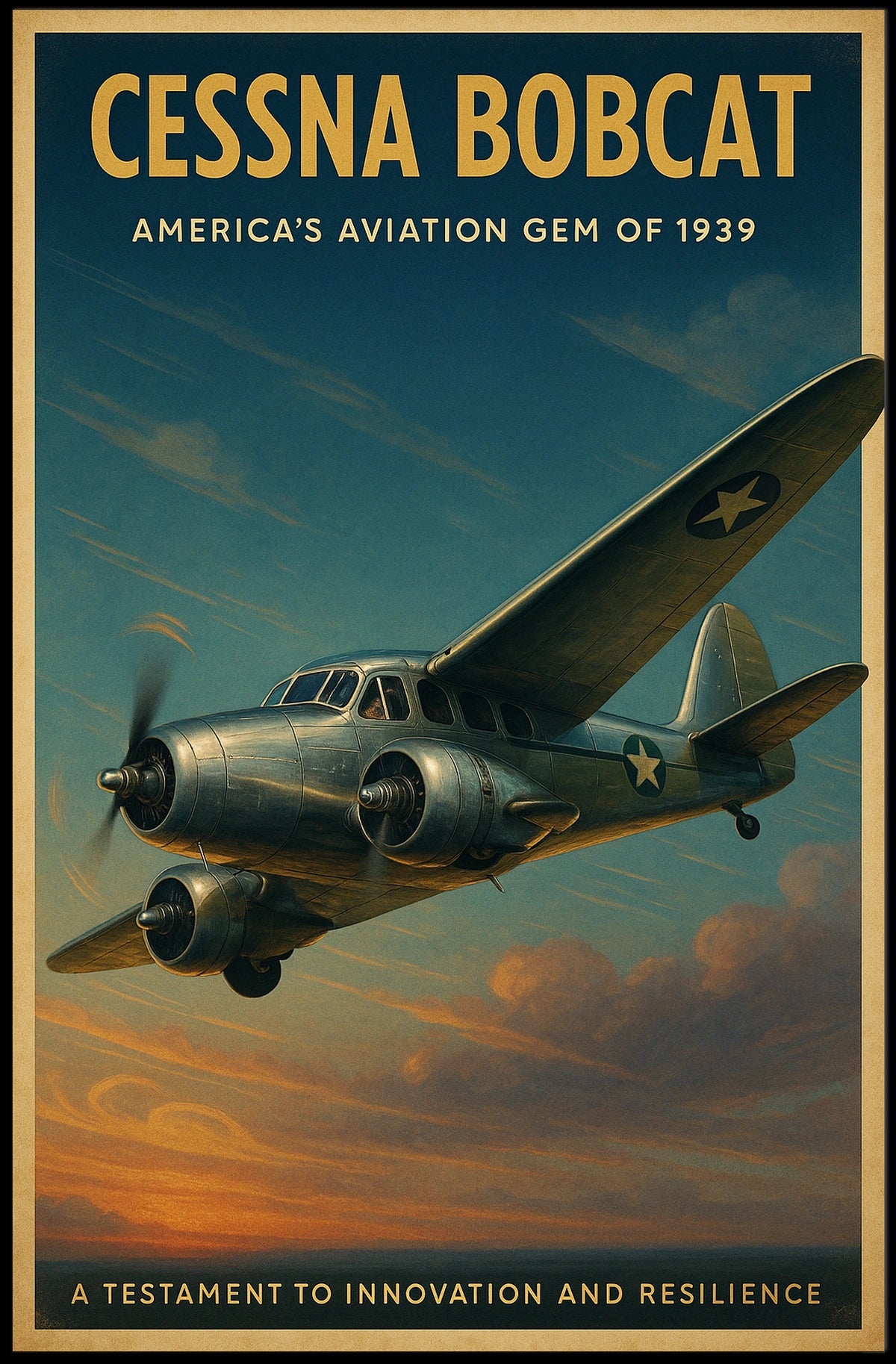 Cessna Bobcat Vintage Aviation Poster: Inspiring Flight Art