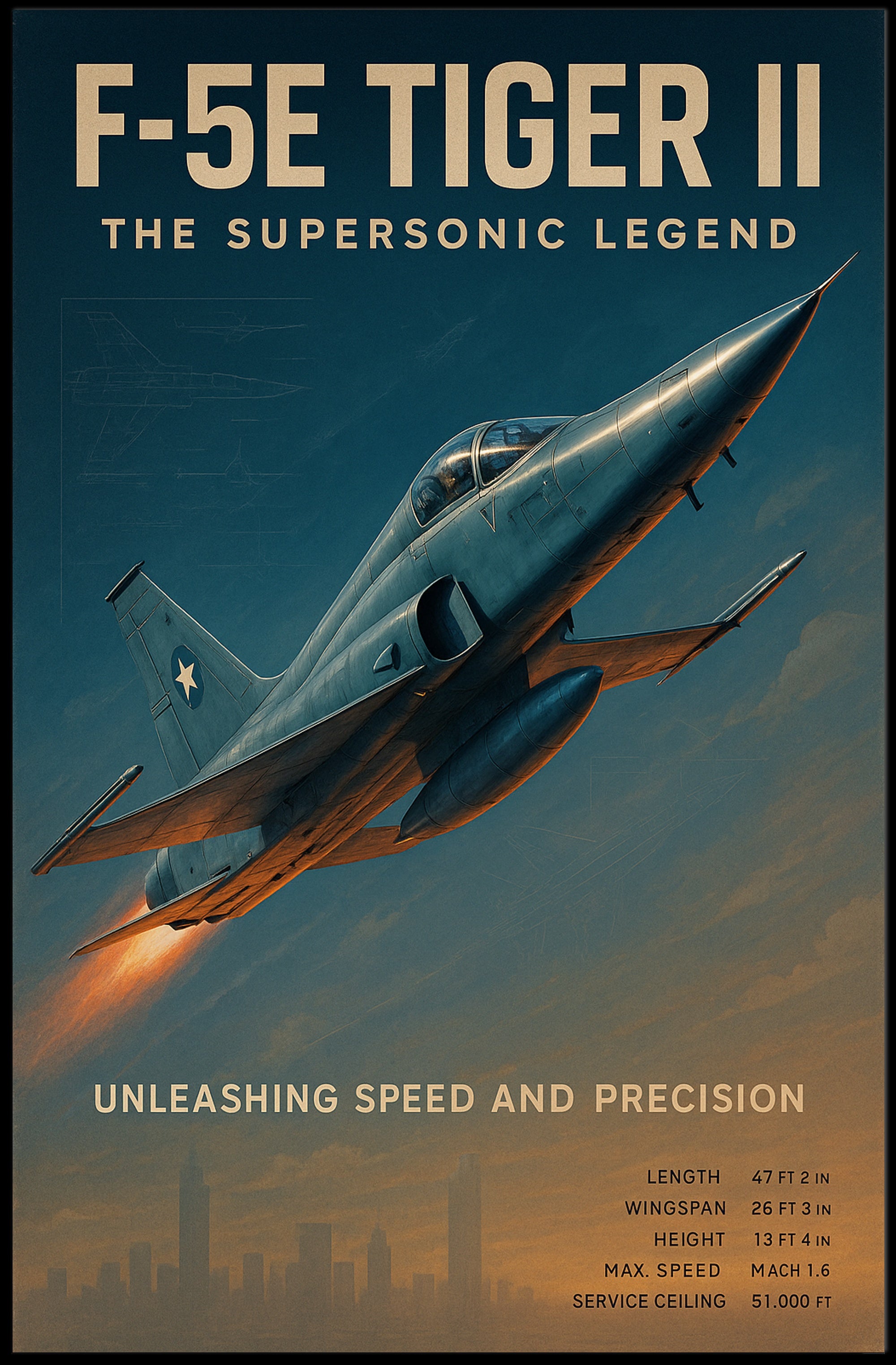 F-5E Tiger II Vintage Military Aviation Recruitment Poster