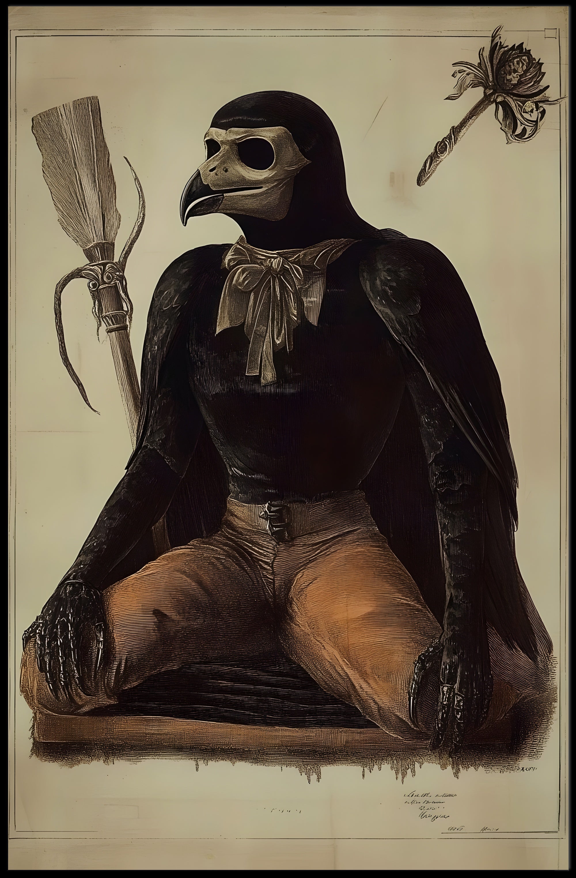Anthropomorphic Bird Figure in Surrealistic Fantasy Mythology Poster PosterGoat