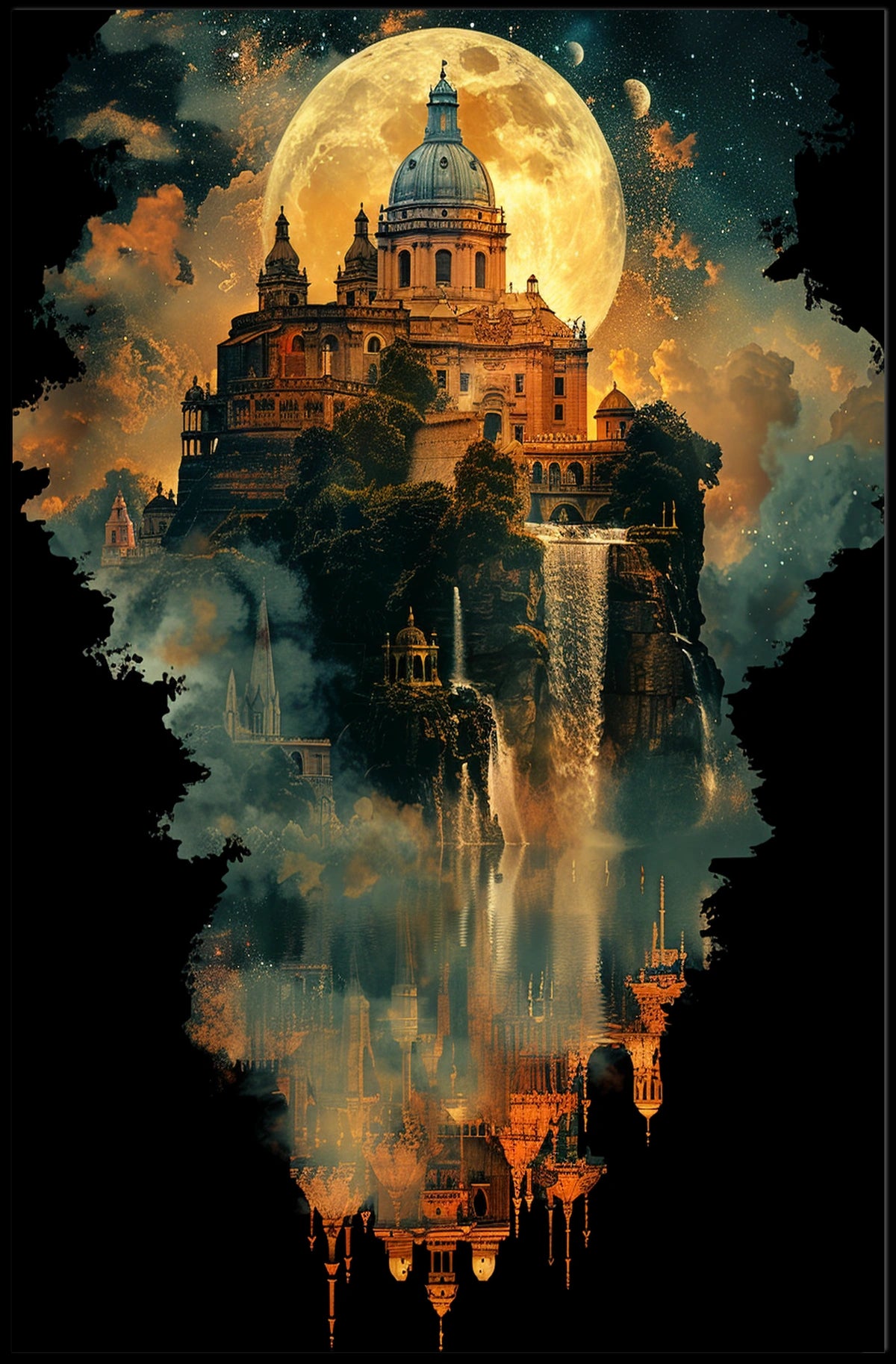 Enchanted Castle Under The Moon Poster