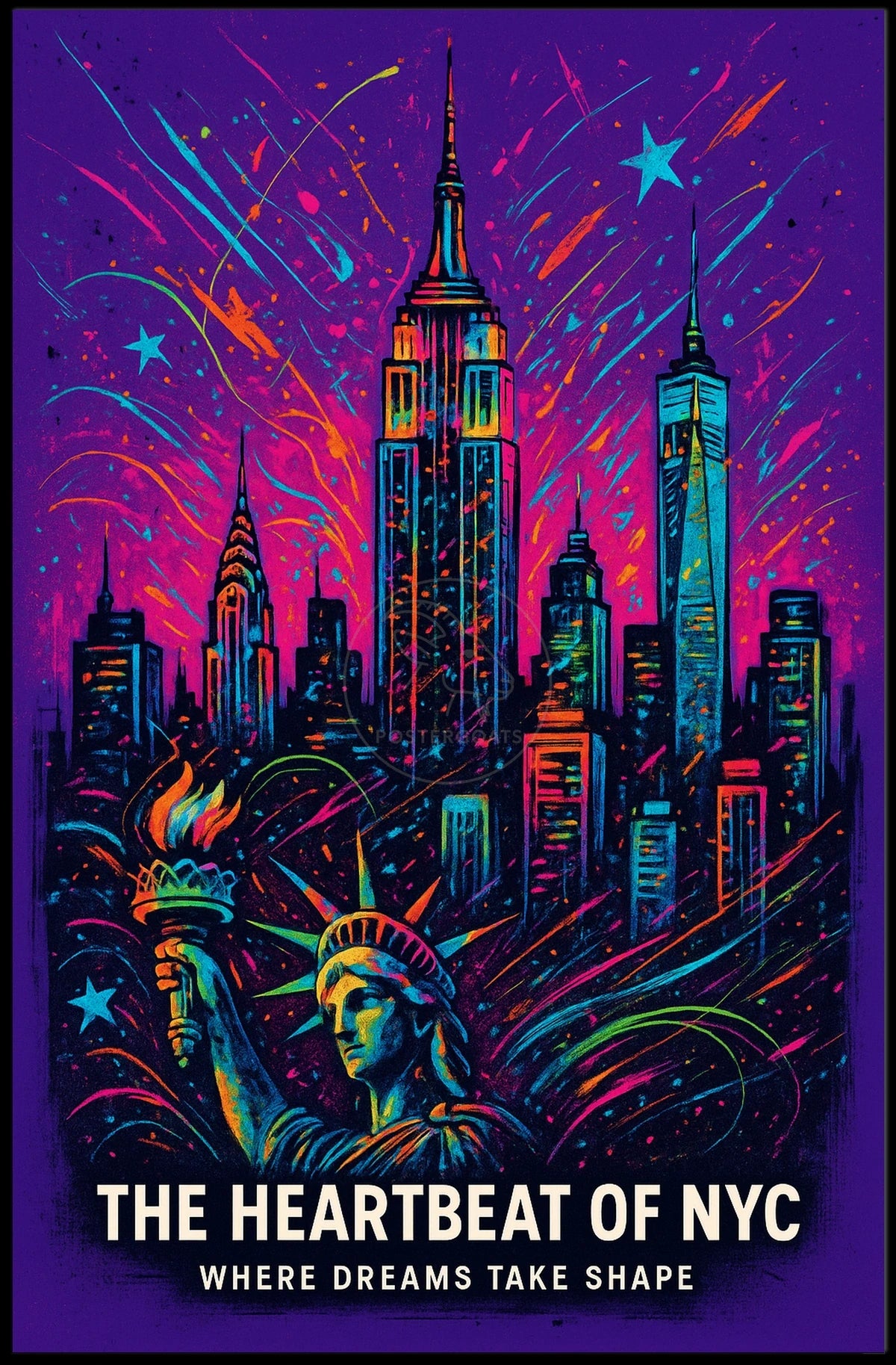 New York Dreamscape: Vibrant Cityscape Urban or Cityscape Poster