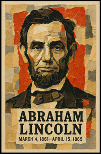Abraham Lincoln 16th President of the United States Layered paper Collage Poster