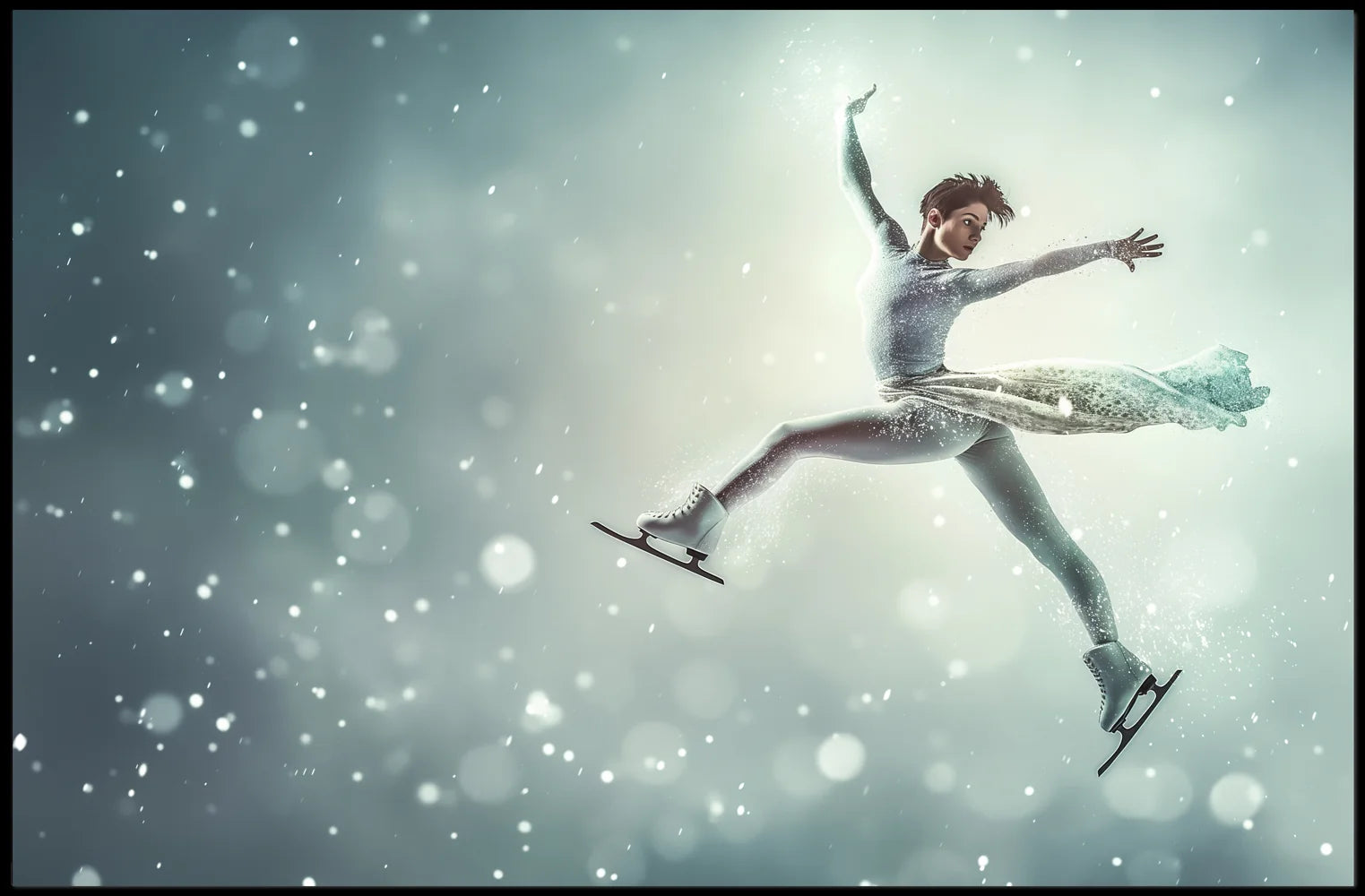 Graceful Figure Skater in Winter Fantasy Poster