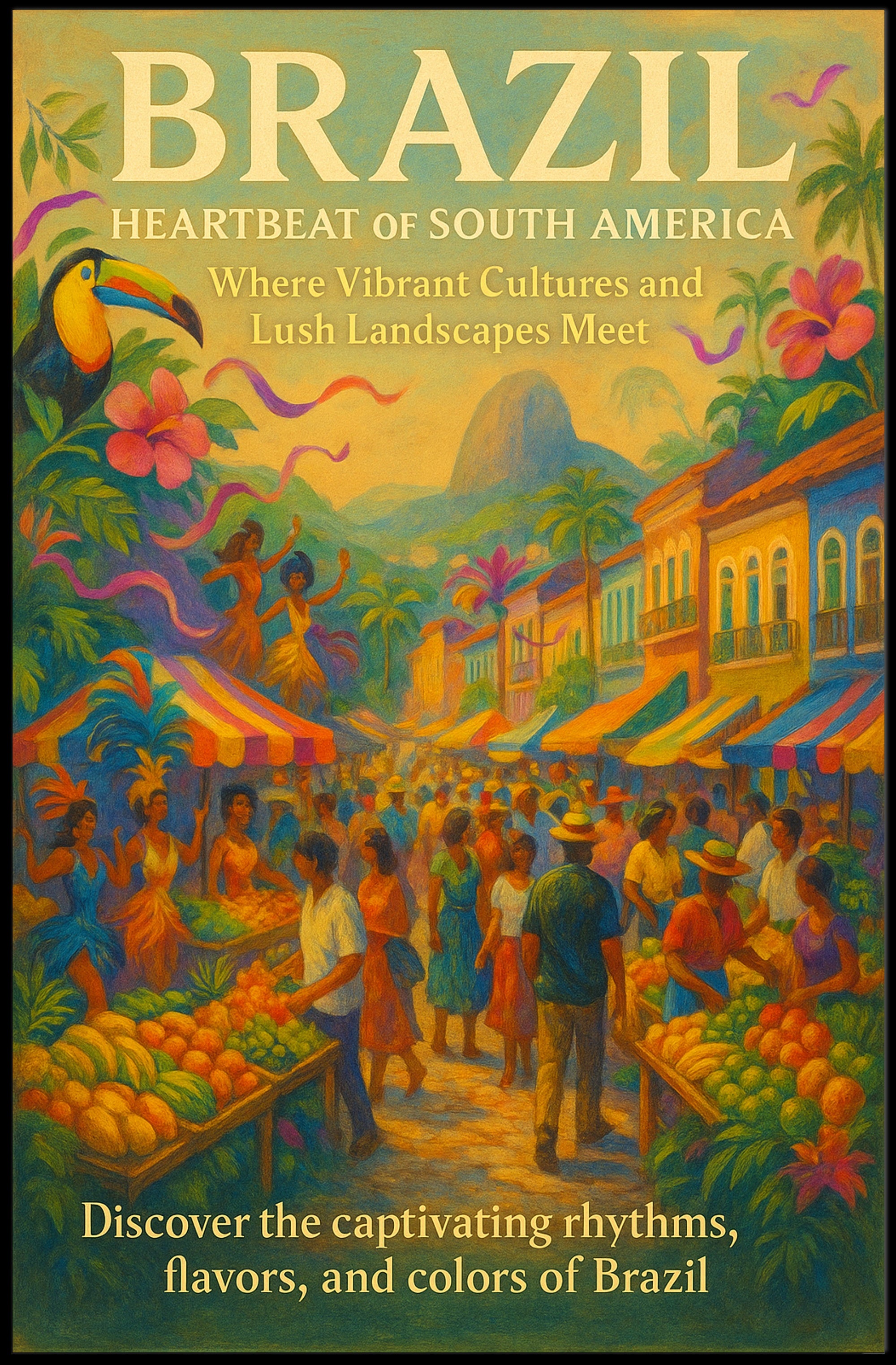 Brazilian Street Market Celebration: Cultural or Heritage Poster