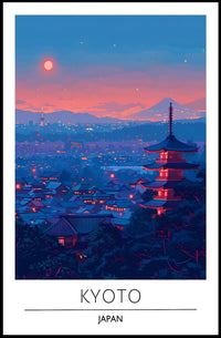 Kyoto Cityscape at Dusk: Cultural or Heritage Poster