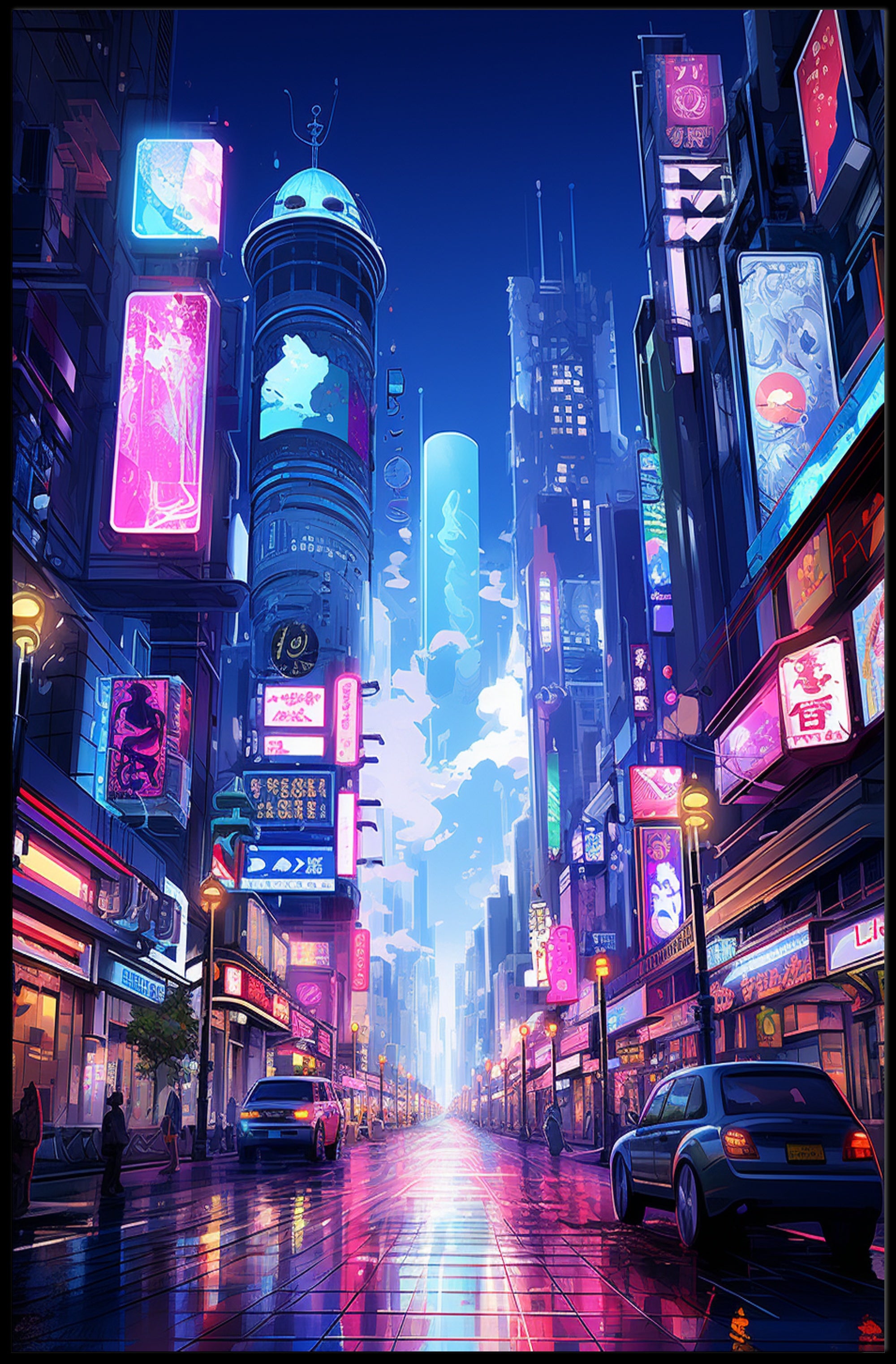 Neon Cityscape Poster