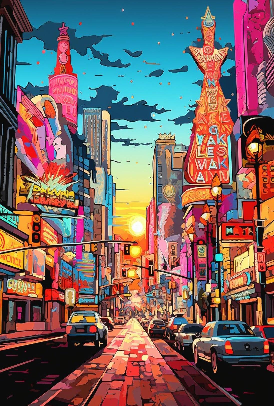 Vibrant Times Square Urban Scene Pop Culture Poster