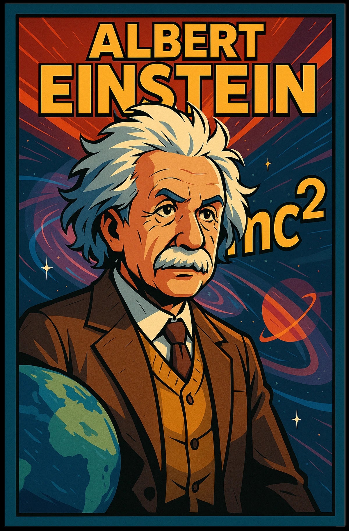 Albert Einstein Scenic Vintage Wanderlust Poster